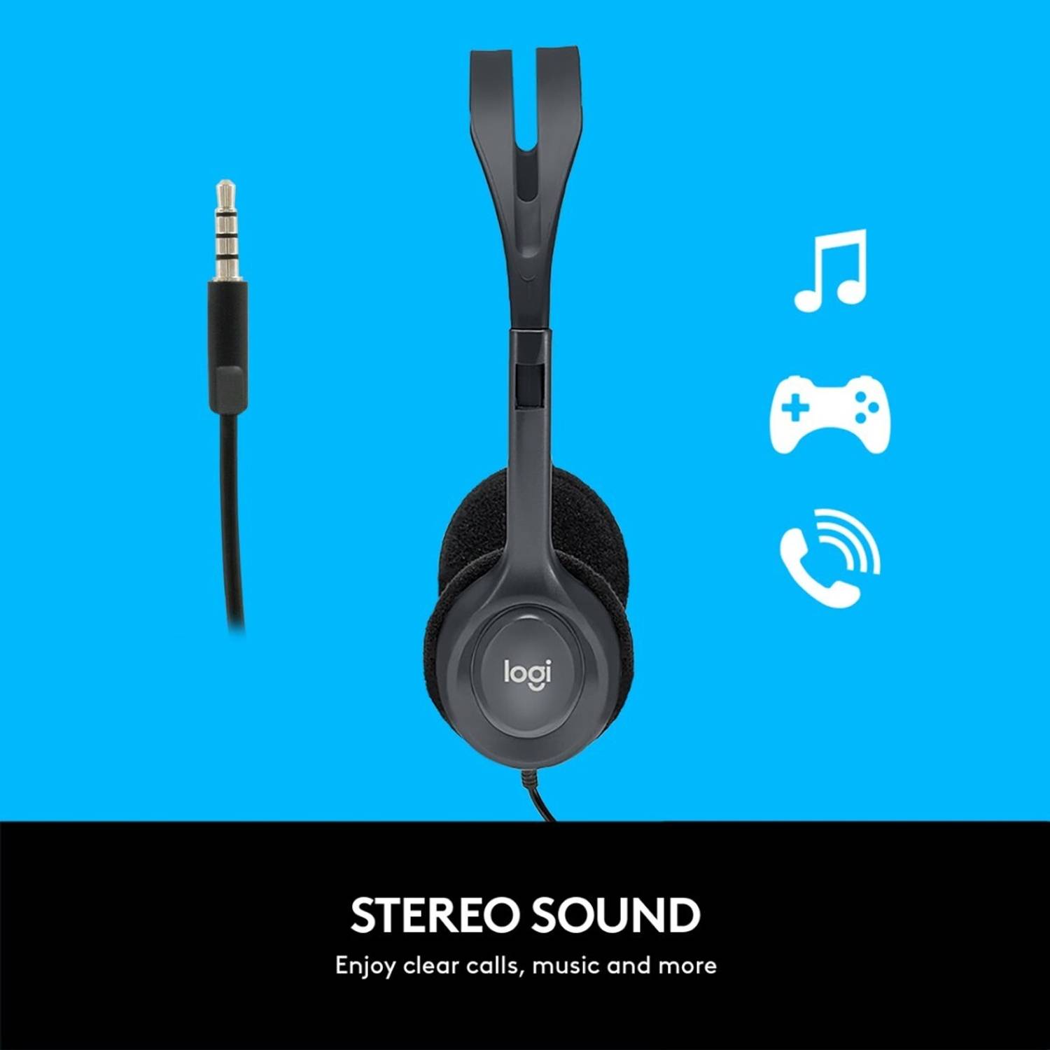 Logitech H-111 Wired Headset Black - Image 2