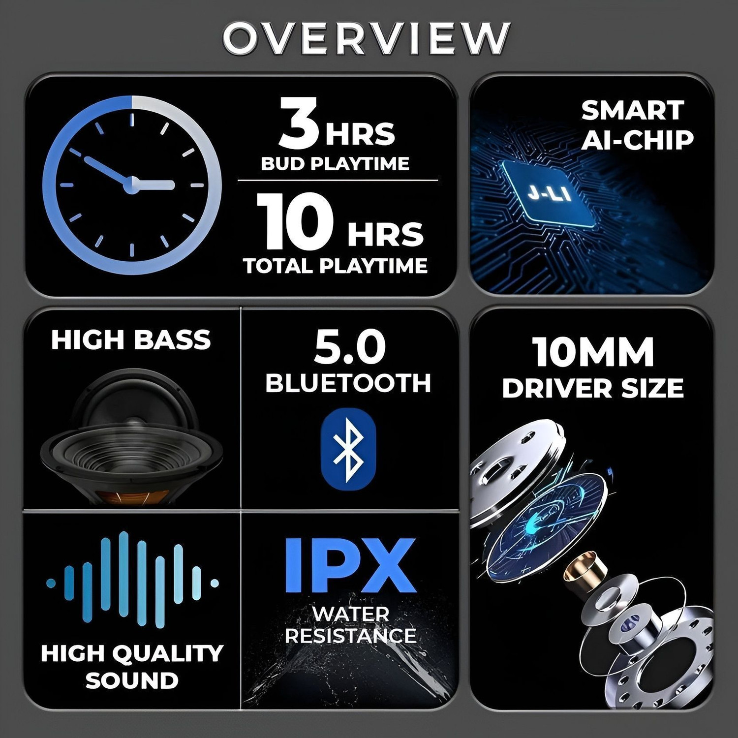 Image of DSSB Black Edition TWS Bluetooth Earbuds with Mic, Noise Cancellation Bluetooth