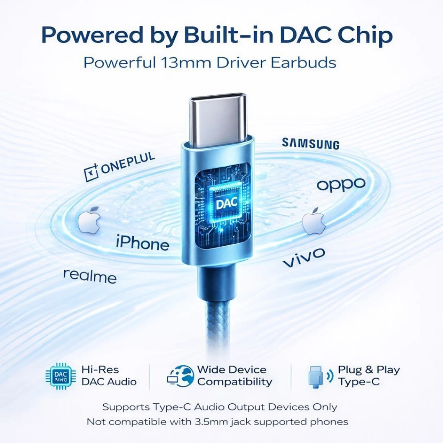 Image of Deeravia Type-C Earphone|ENC Mic|Magnetized Buds HD Sound Premium Earphone 02 Wired