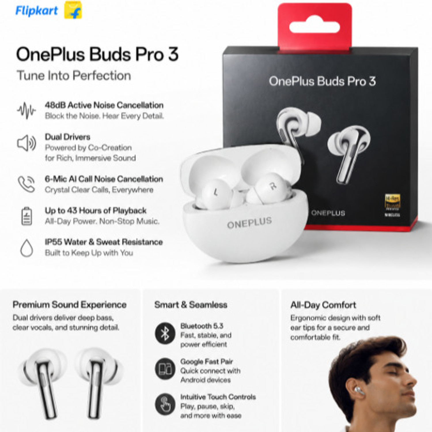 Image of Woonk On Plus Buds1 Pro 3 Bluetooth TWS in-Ear Buds - Dual Drivers Dual R94 Bluetooth