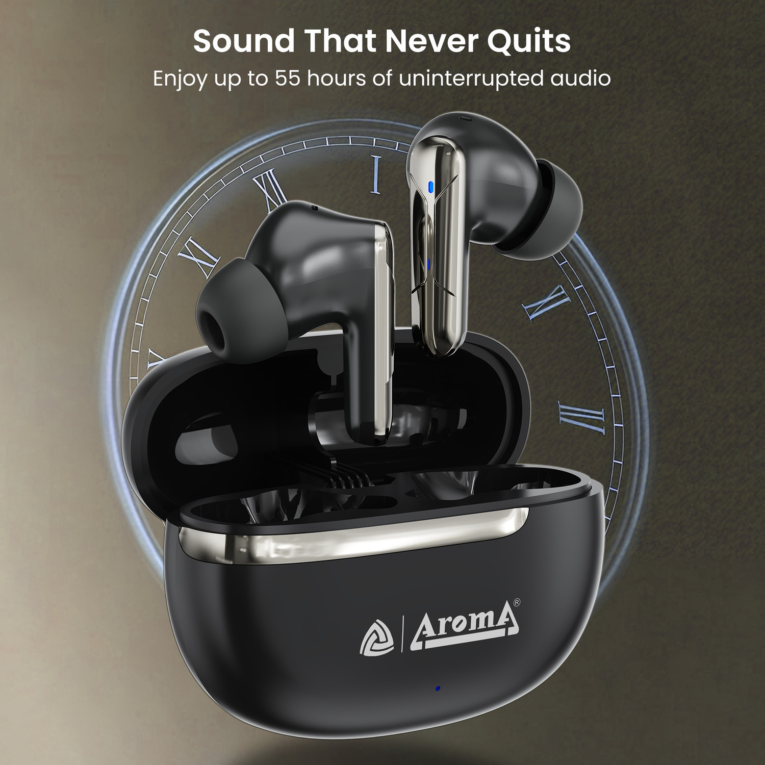 Image of Aroma TWS7 V5.4 Upto 55Hr Playtime*, ENC, Dual Paring, Fast Charging, Heavy Bass Bluetooth