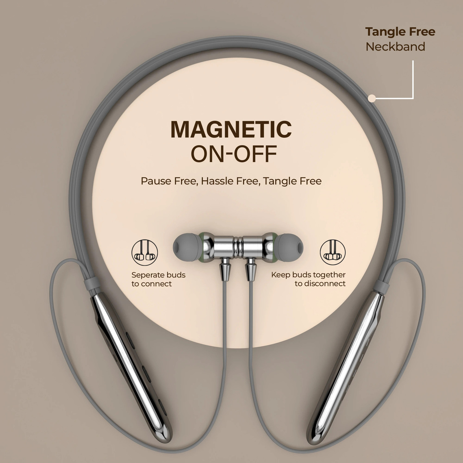 Image of Aroma NB119 Zebra Upto 100H Playtime, ENC, Magnetic On /Off, Fast Charging Neckband Bluetooth