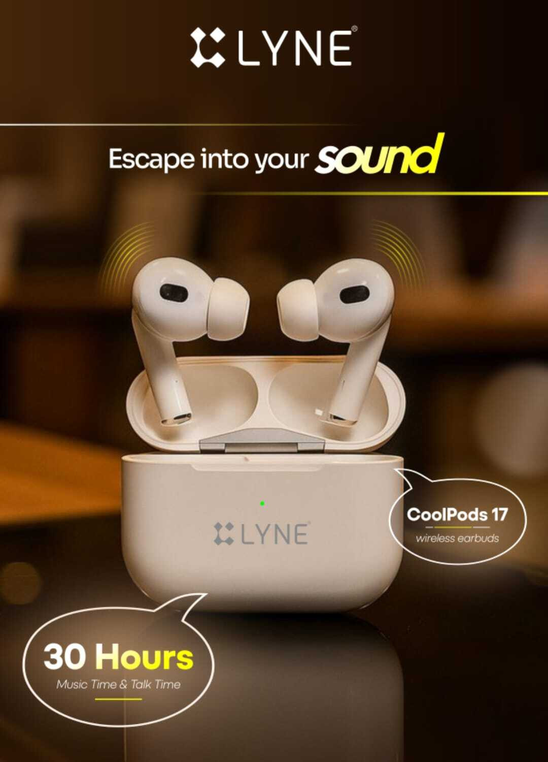 Image of LYNE Coolpods 17 True Wireless Earbuds, 300Hrs Standbt Time , ENC With Silicon Case Bluetooth