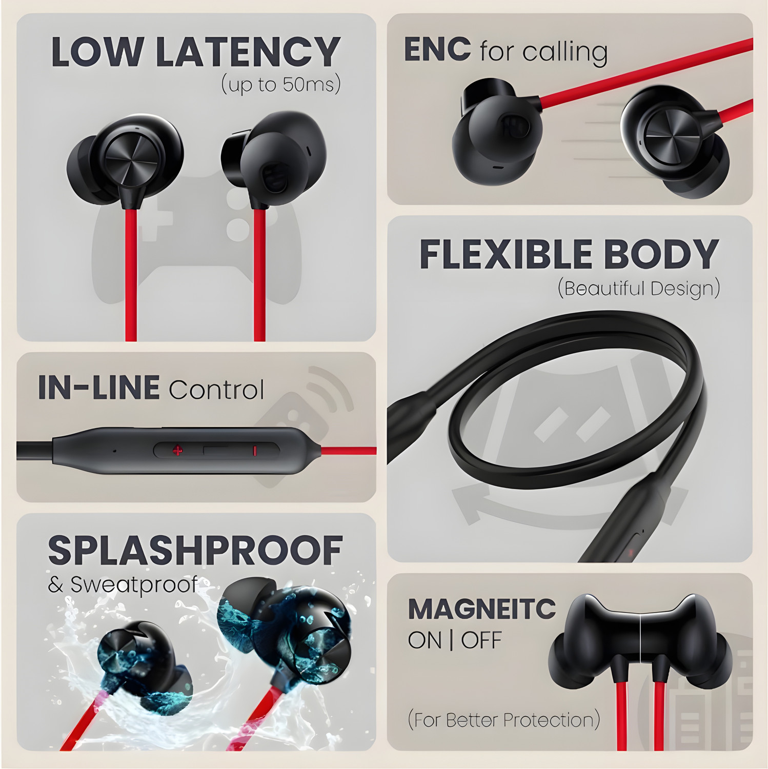 Image of GDS Z2 Bullets Wireless with Fast Charge, 63 Hrs Batery Life, Earphones with mic GZ7 Bluetooth & Wired
