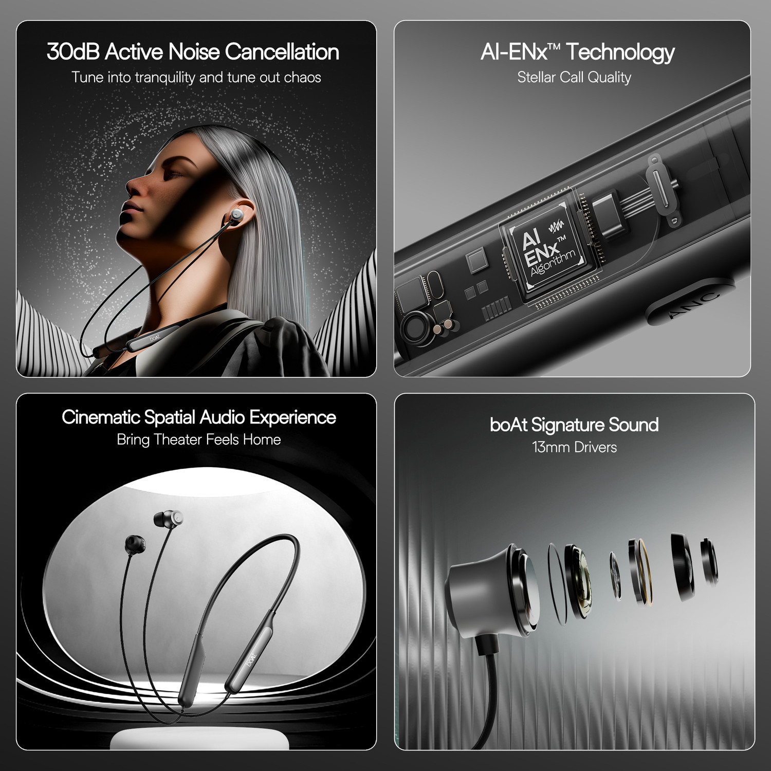 Image of boAt Rockerz 210 ANC w / 30dB Active Noise Cancellation, AI- ENx Tech & Spatial Audio Bluetooth