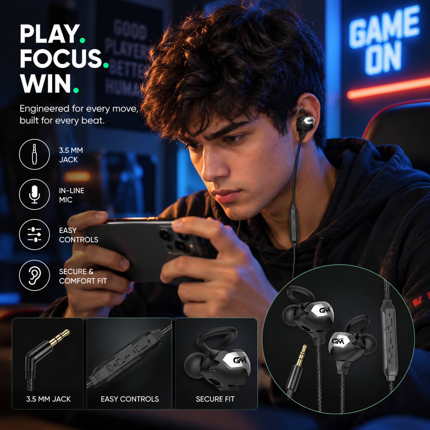 fire turtle GM30 Type-C Gaming Earphones - Image 4