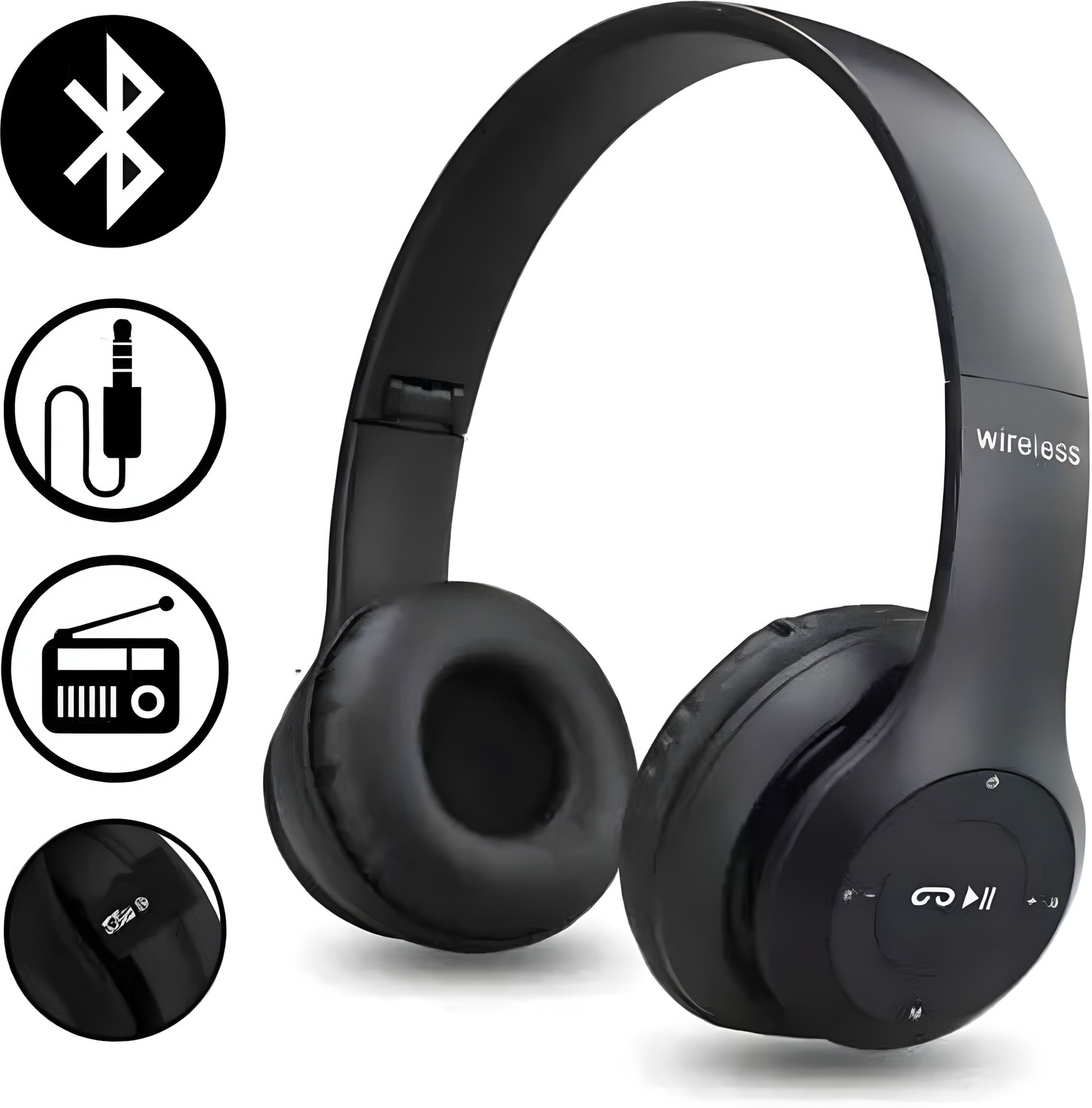 Image of Zafar Around-Ear Bluetooth Headset for Gaming with Intense Heavy Bass V6 Bluetooth & Wired