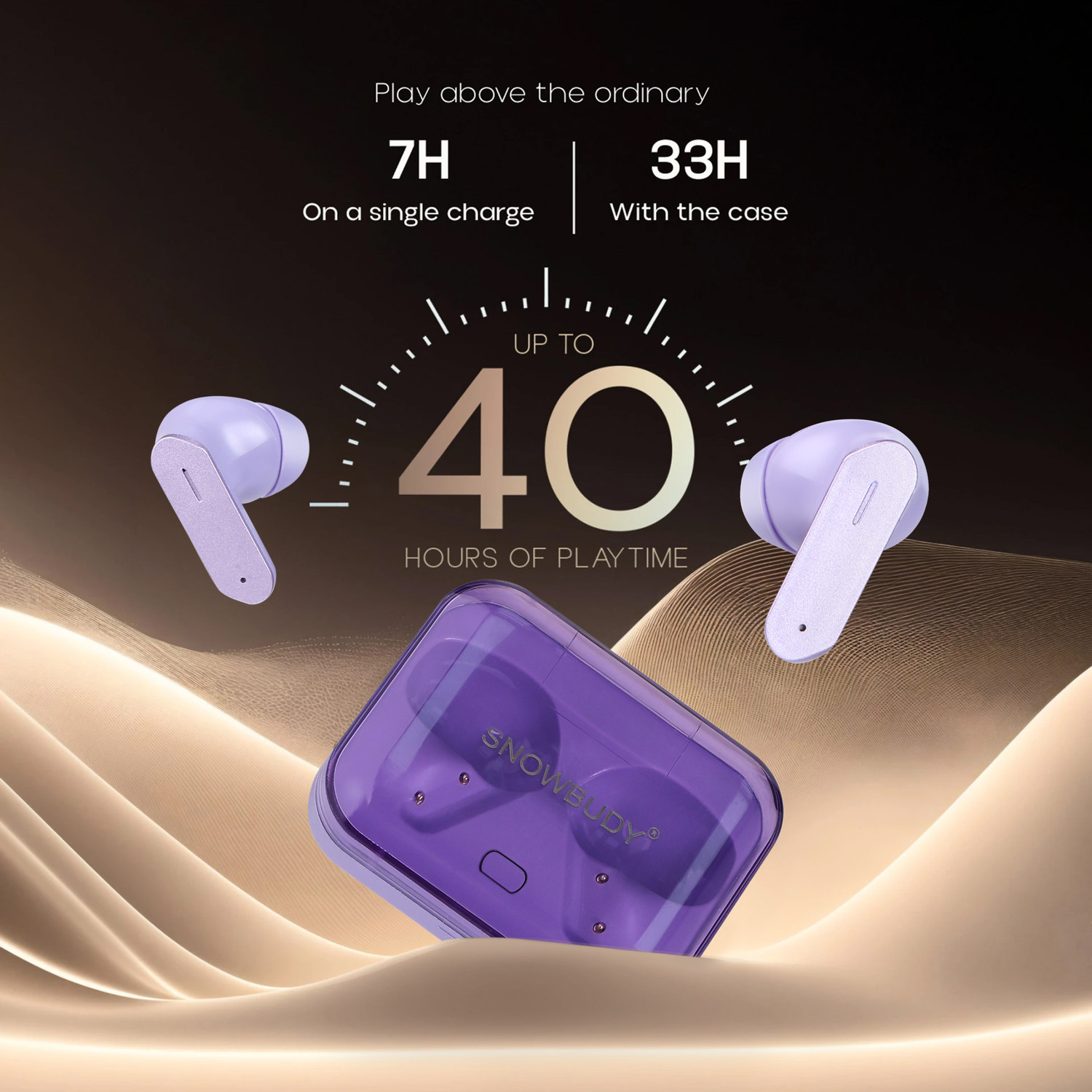 Image of snowbudy Buds Air 7 with AI ANC, 12.4mm Driver, 40hrs Playback, IP55 & 45ms Low Latency-1 Bluetooth Gaming