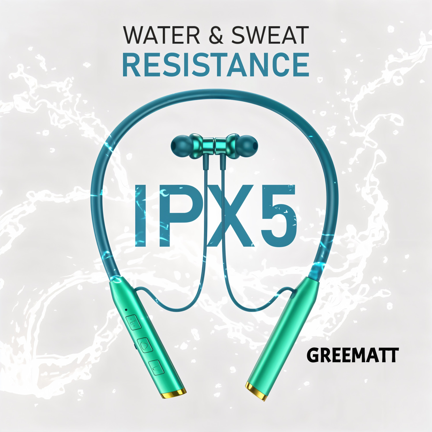 Image of GREE MATT N80 Vibration Alert 48 Hours Playtime Cancellation Waterproof Neckband T2 Bluetooth