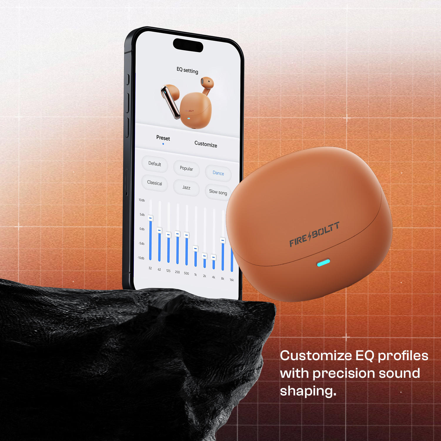 Image of Fire-Boltt Aero Fit TWS Earbuds, Custom EQ Profiles, 50H Battery, Quad Mic ENC, BT 5.4 Bluetooth