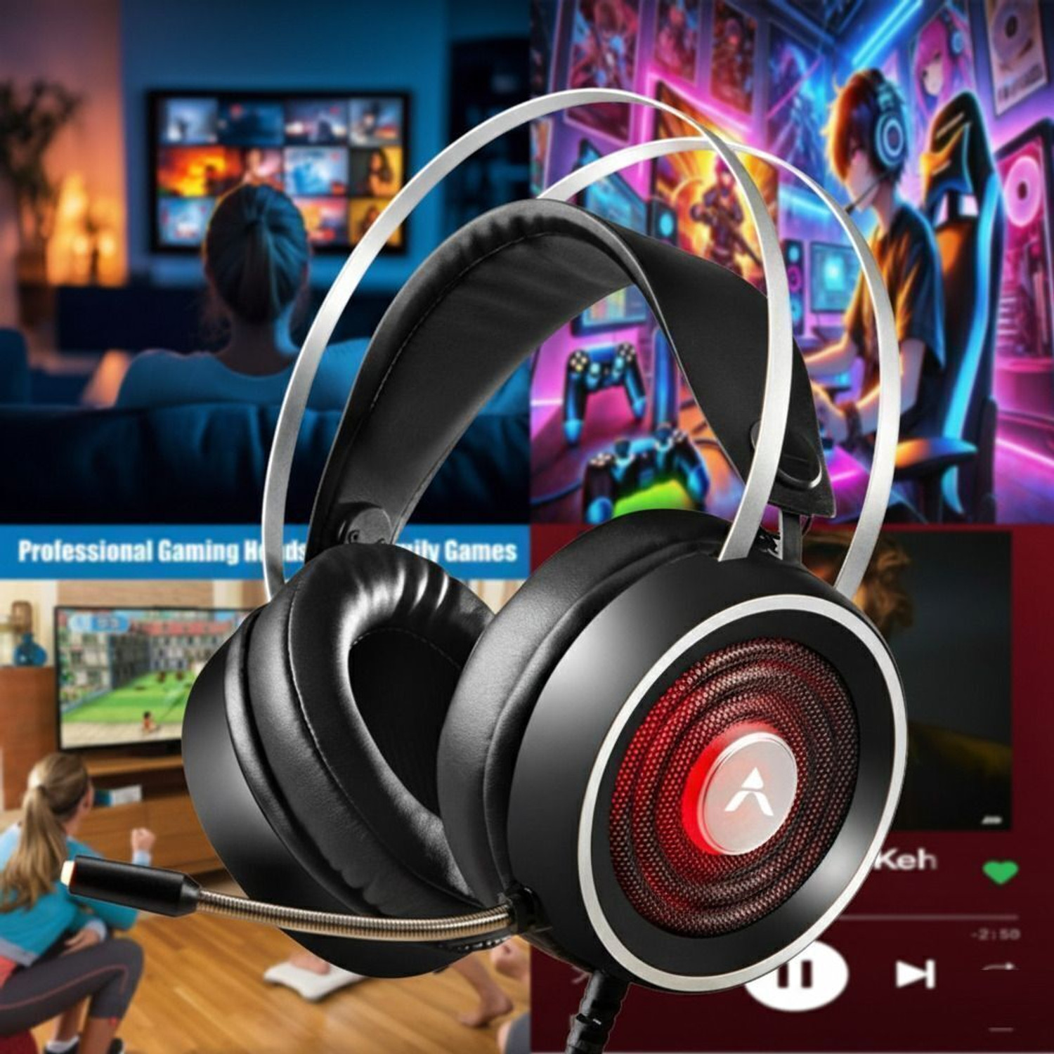 Image of Pious Pro-Grade USB Gaming Headphones | Deep Bass |Ear Comfort|HD Mic|2M Braided Cable Wired Gaming