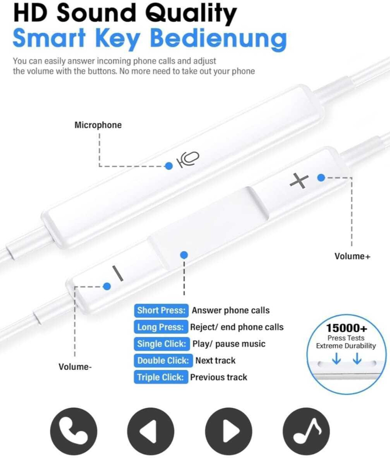 Image of Bxeno Earphones Wired Headset (White, In the Ear)