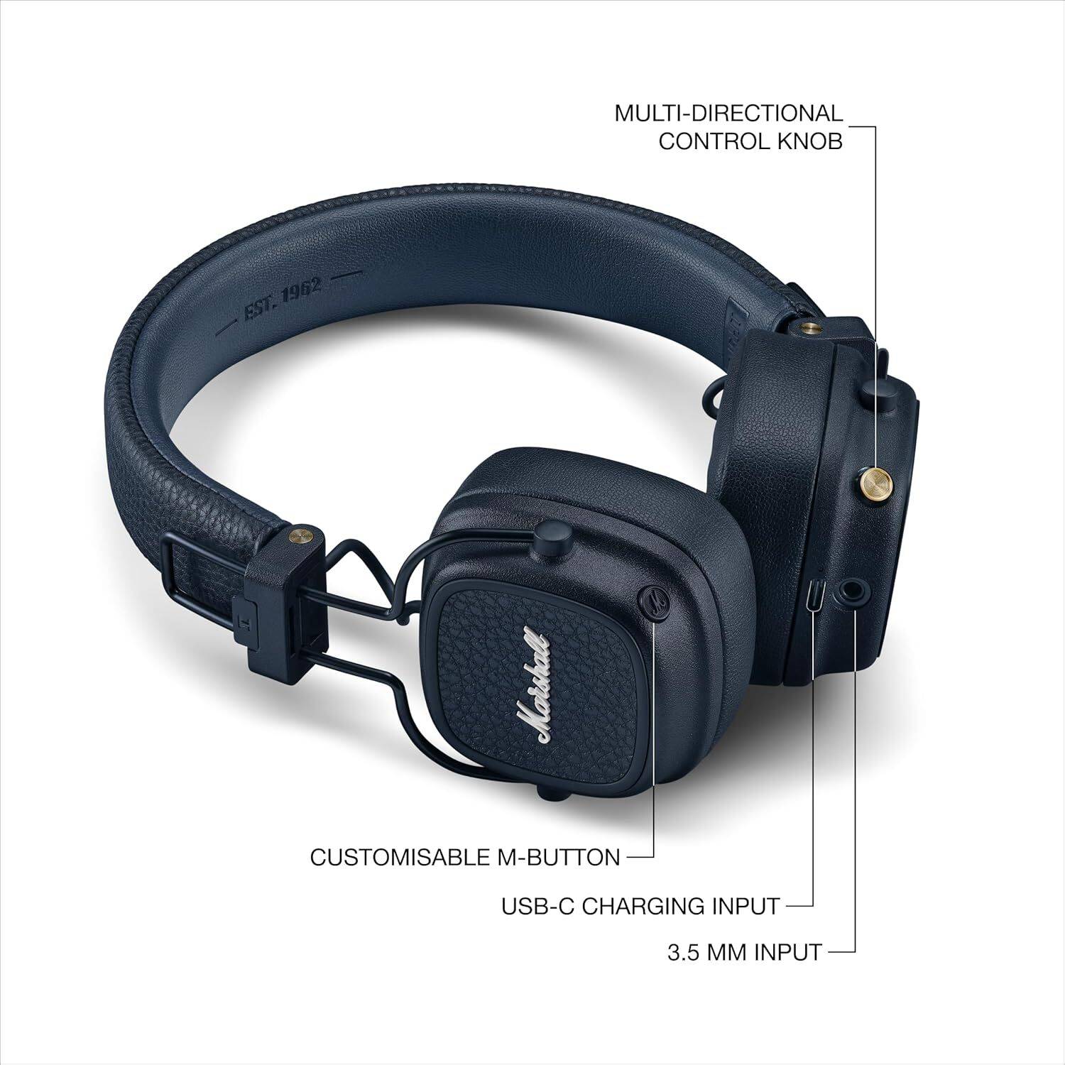Marshall Major V Wireless On-Ear Headphones, 100 Hours playtime