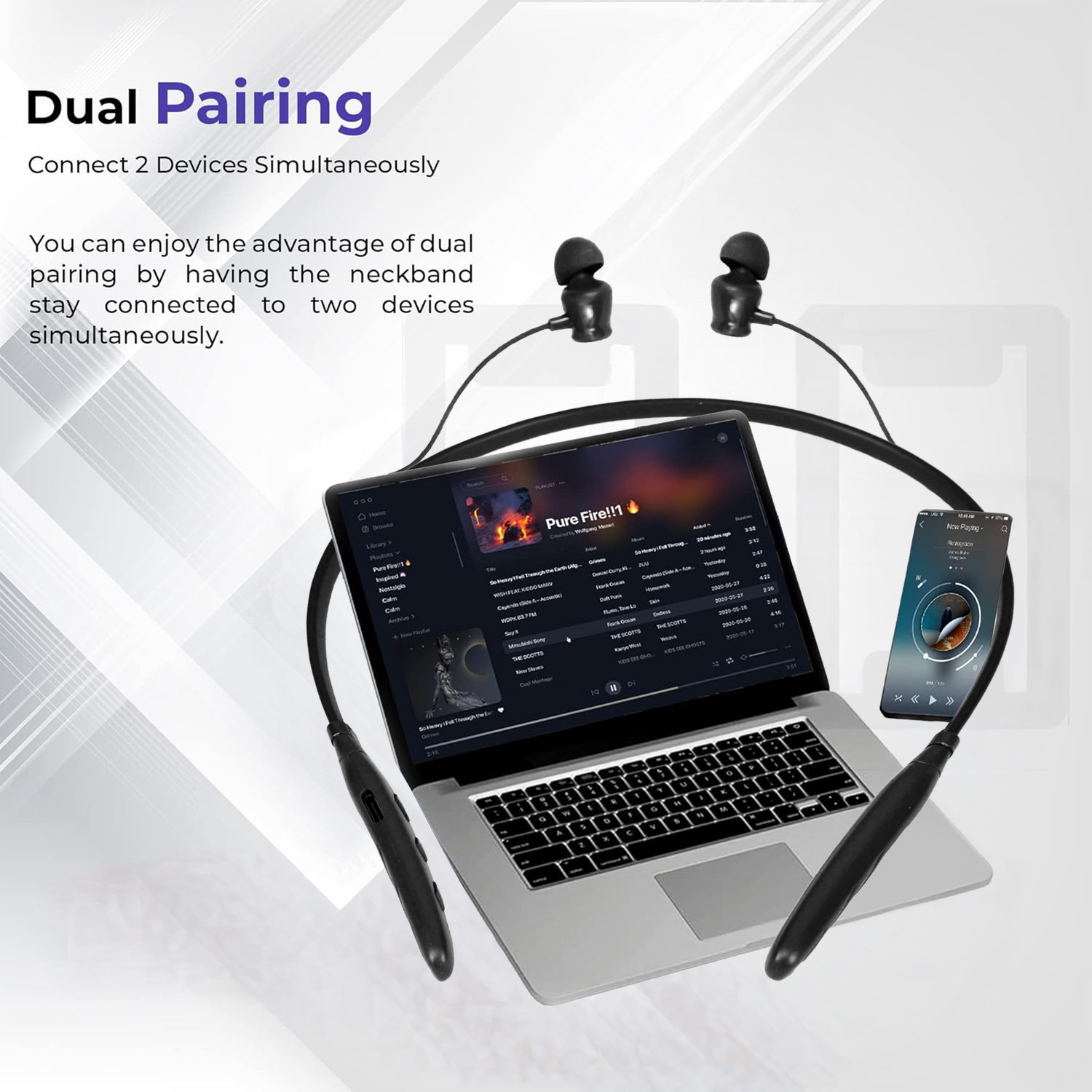 Image of ENTRY -1 Wireless Neckband, 300h, 100h Playback, EQ Modes, Bass Sound, Dual Device Bluetooth