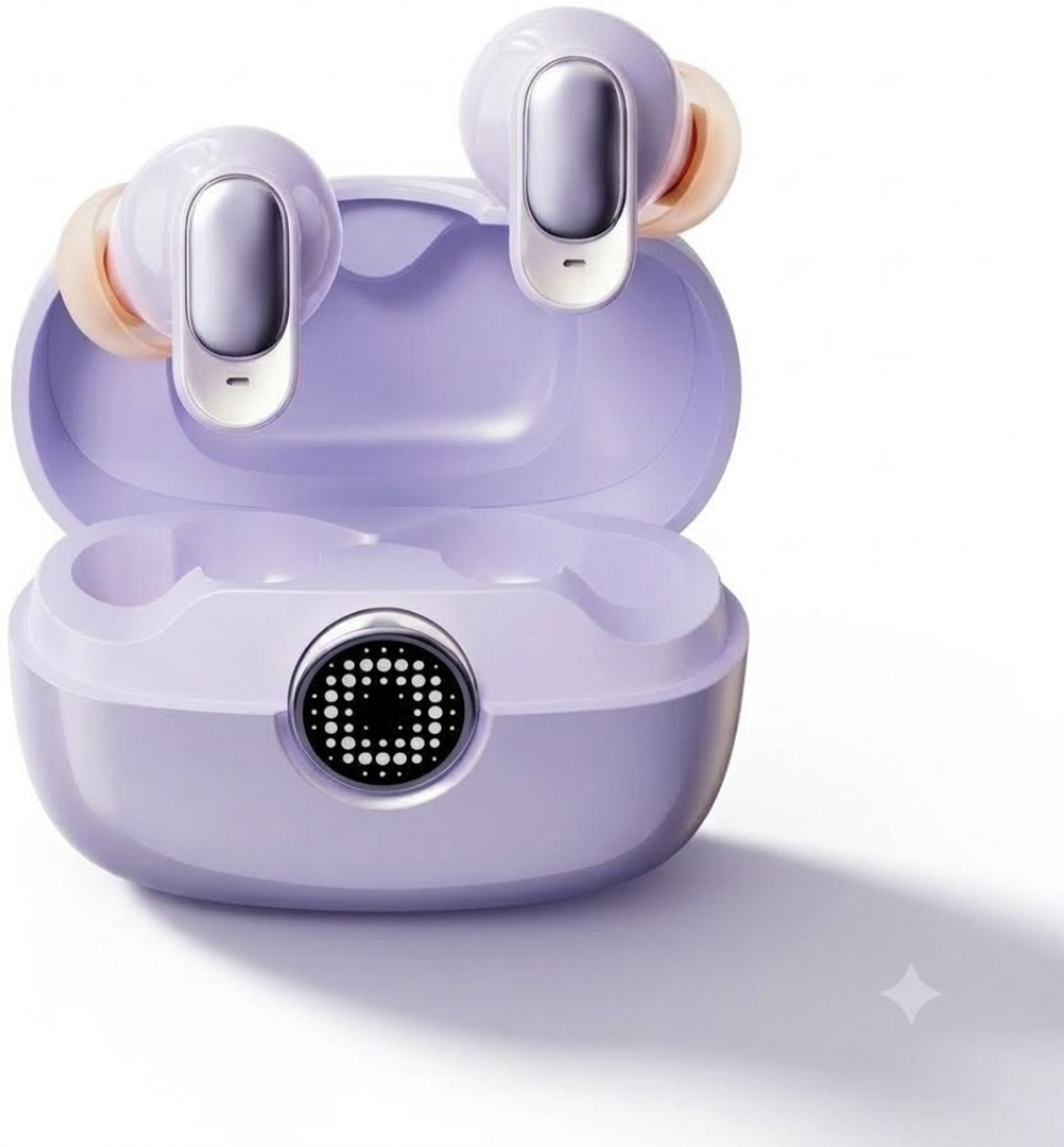 Image of ROAR Lightweight Purple Bluetooth Earbuds with Smart LED Screen Bluetooth Headset (Purple, True Wireless)