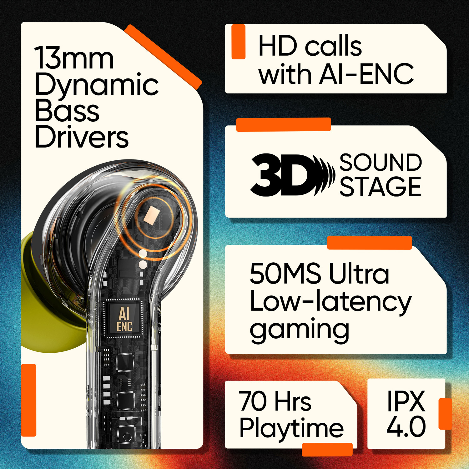 Image of Mivi DuoPods Zig TWS, 13mm Bass, AI ENC HD Calls, 70H PT Bluetooth