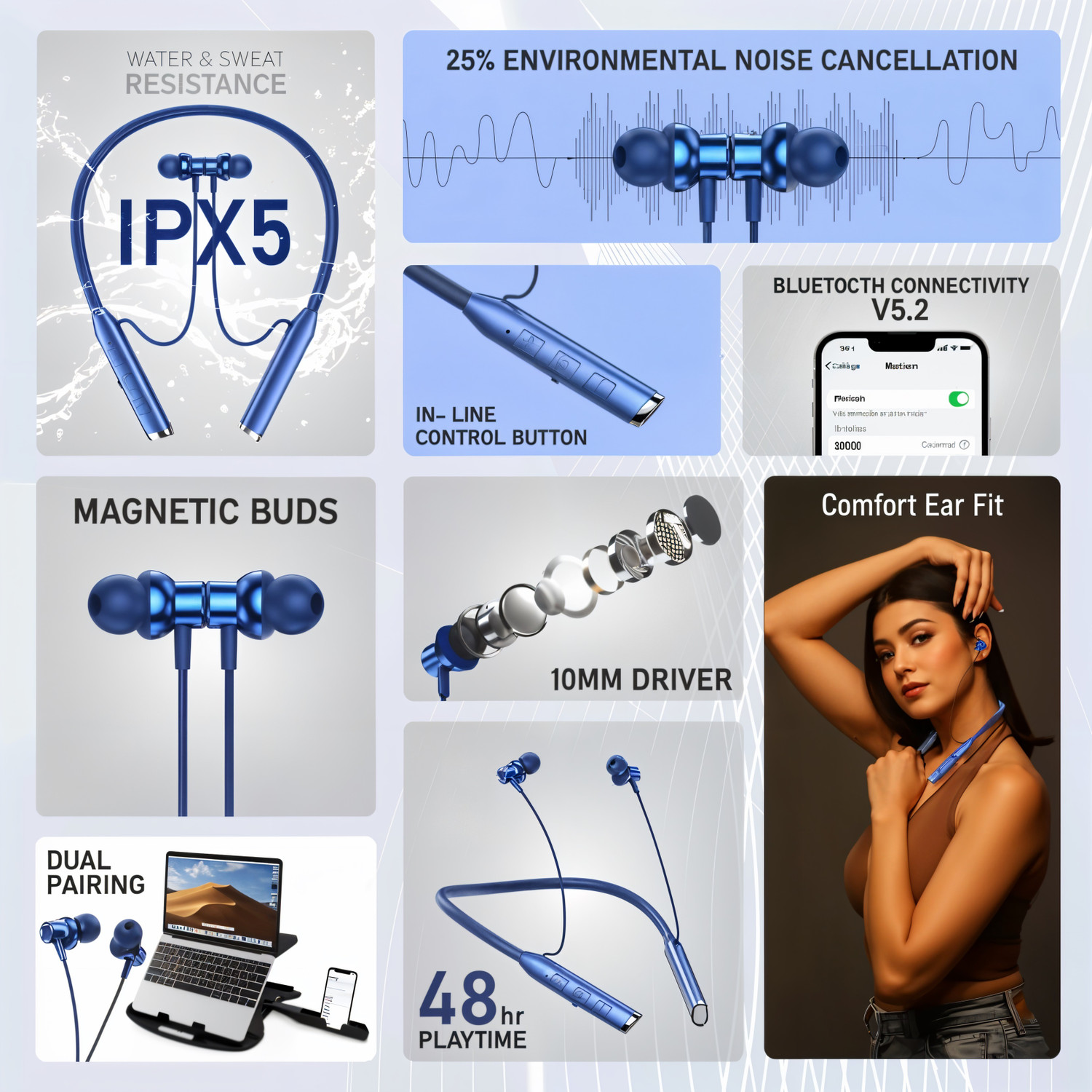 Image of PTROX Vibration Alert, 48 Hours Playtime, ENC, HD Sound Quality & Stereo Bass PTB8 Bluetooth