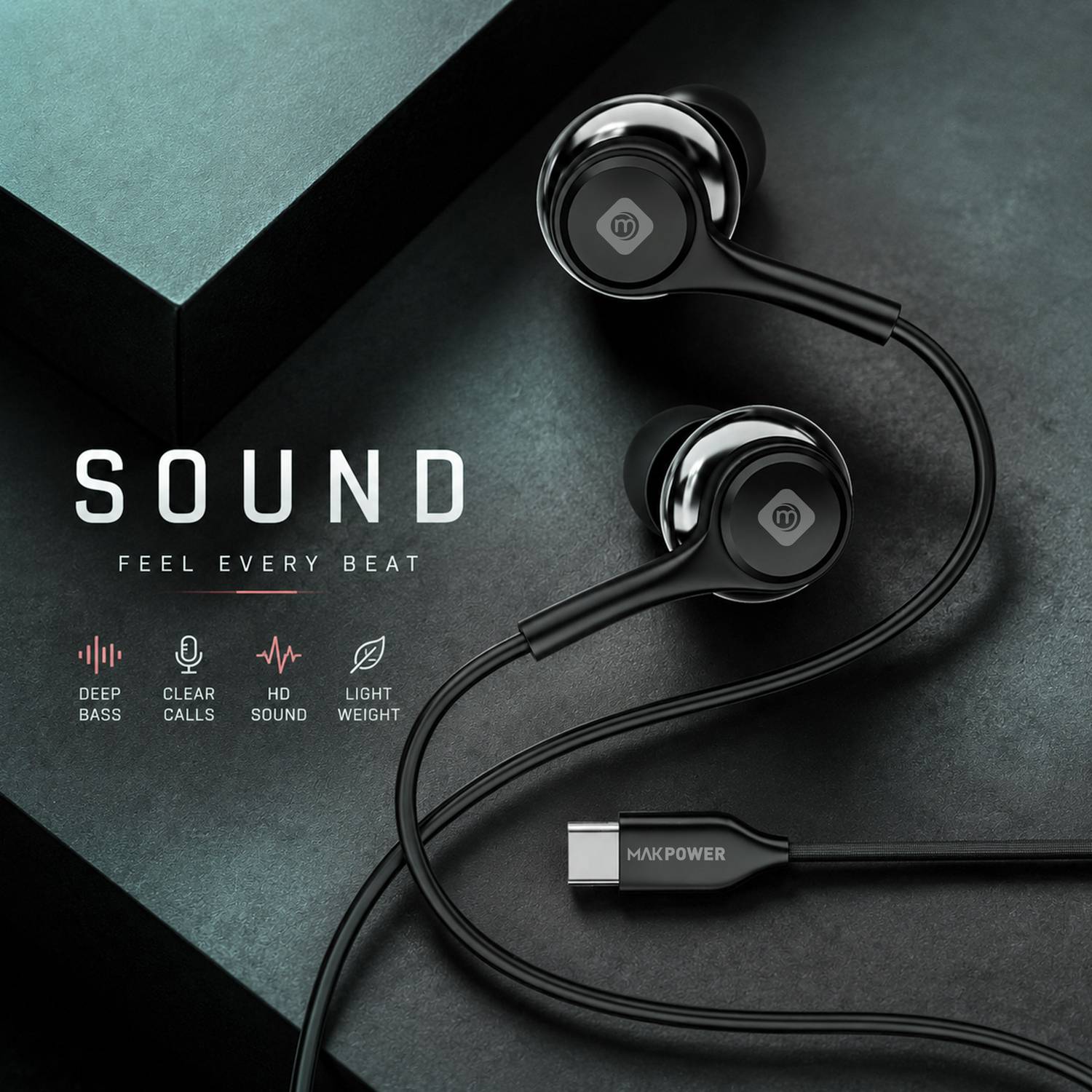 MAK POWER USB C Earphones Wired - Image 3
