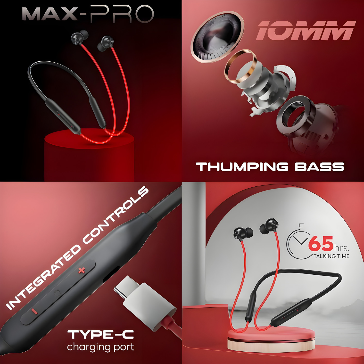Image of GDS Z2 Bullets Wireless with Fast Charge, 63 Hrs Batery Life, Earphones with mic GZ7 Bluetooth & Wired