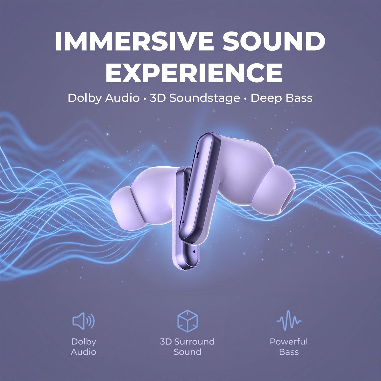 Image of BiBon SuperPods Immersio Dolby Audio, 3D Soundstage, Wireless Earbuds with Deep Bass-2 Bluetooth