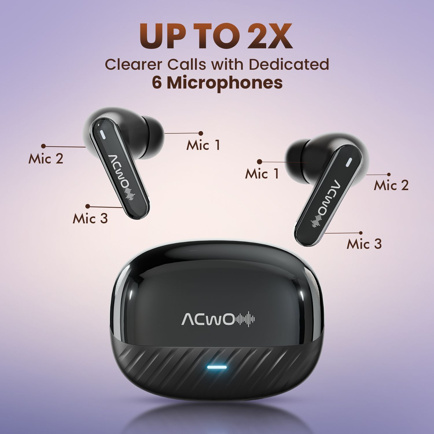 Image of ACwO DwOTS 333 Hybrid ANC 48dB, 6 Mics AI-ENC Earbuds, 120H Playtime, Dual Pairing Bluetooth