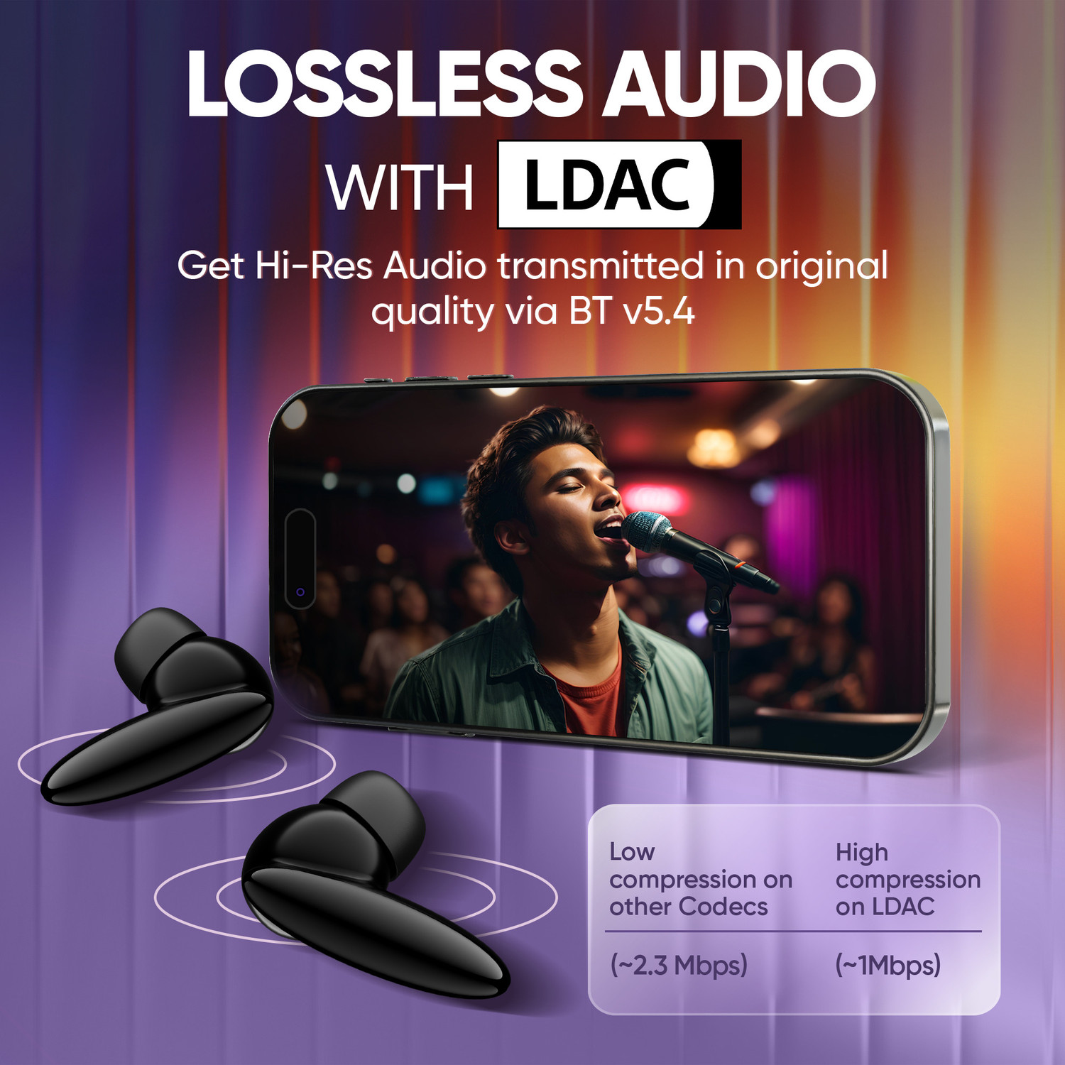 Image of Mivi SuperPods Hype TWS New Launch, 38dB ANC, Hi-Res Audio, LDAC, 60H, BT v5.4 Bluetooth