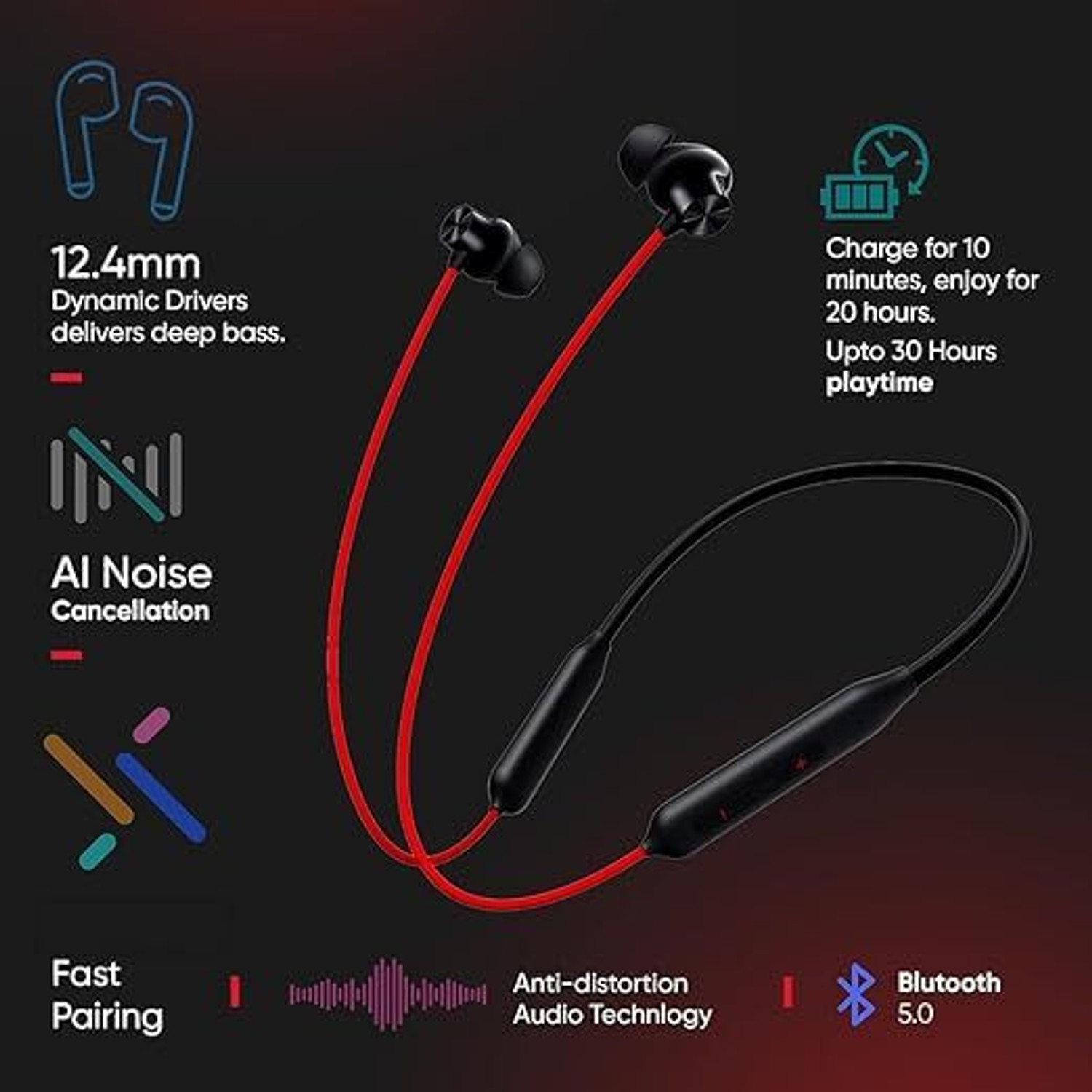 Image of Lynacz Original Sports Wireless Bluetooth Neckband Compatible with OnePlus Z3 Bluetooth