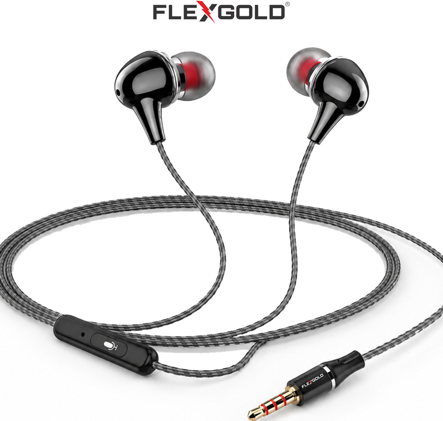 Image of Flex Gold Wired In-Ear Earphones with In-Line Mic, Clear Audio for Music & Calls Wired