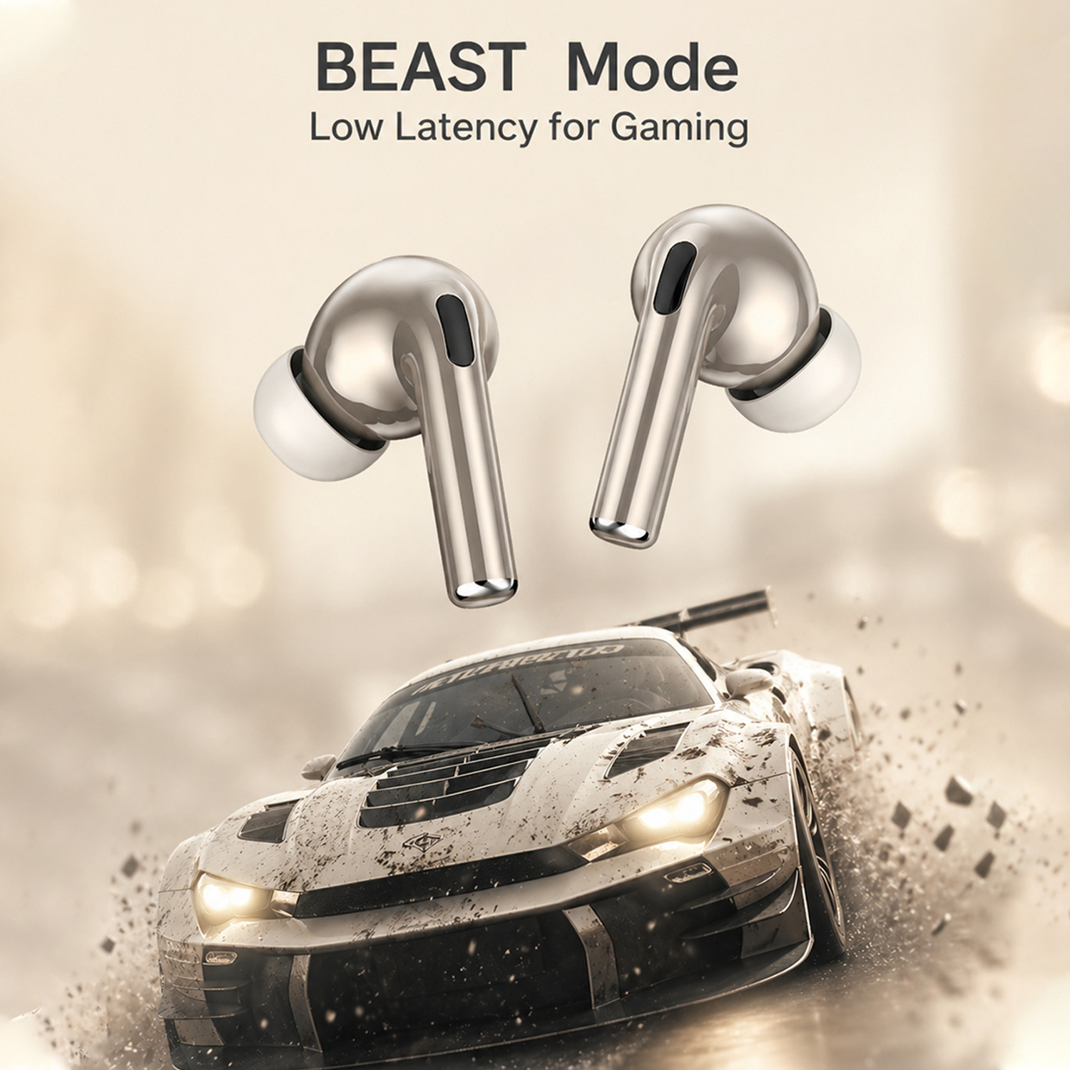 Image of AMS X94 Gen 2 Bluetooth Headset | 70H Battery, 13mm Drivers & ENx Tech Earbuds Bluetooth Headset (Beige, True Wireless)
