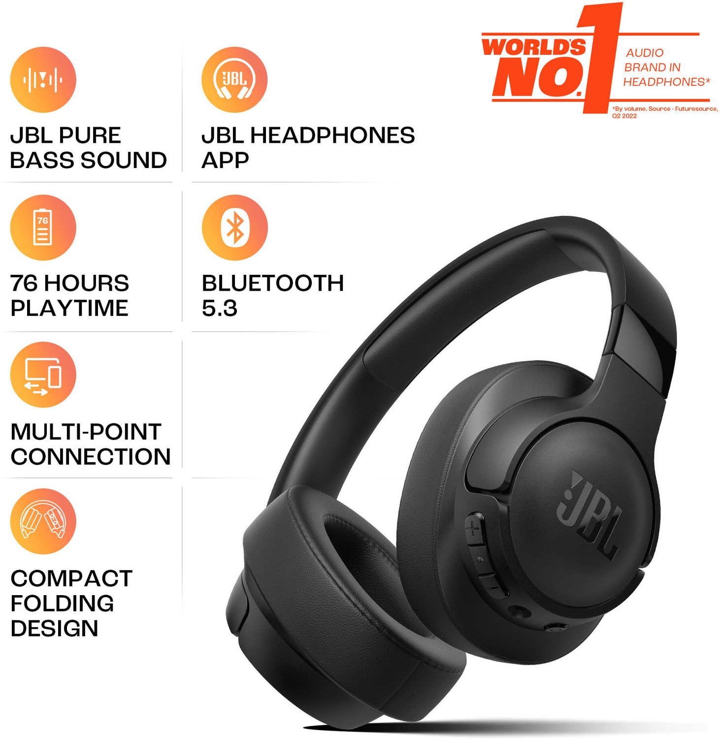 Image of JBL Tune 720BT 76Hr Playtime, Pure Bass, Quick Charge, Multi Connect, Bluetooth 5.3 Bluetooth