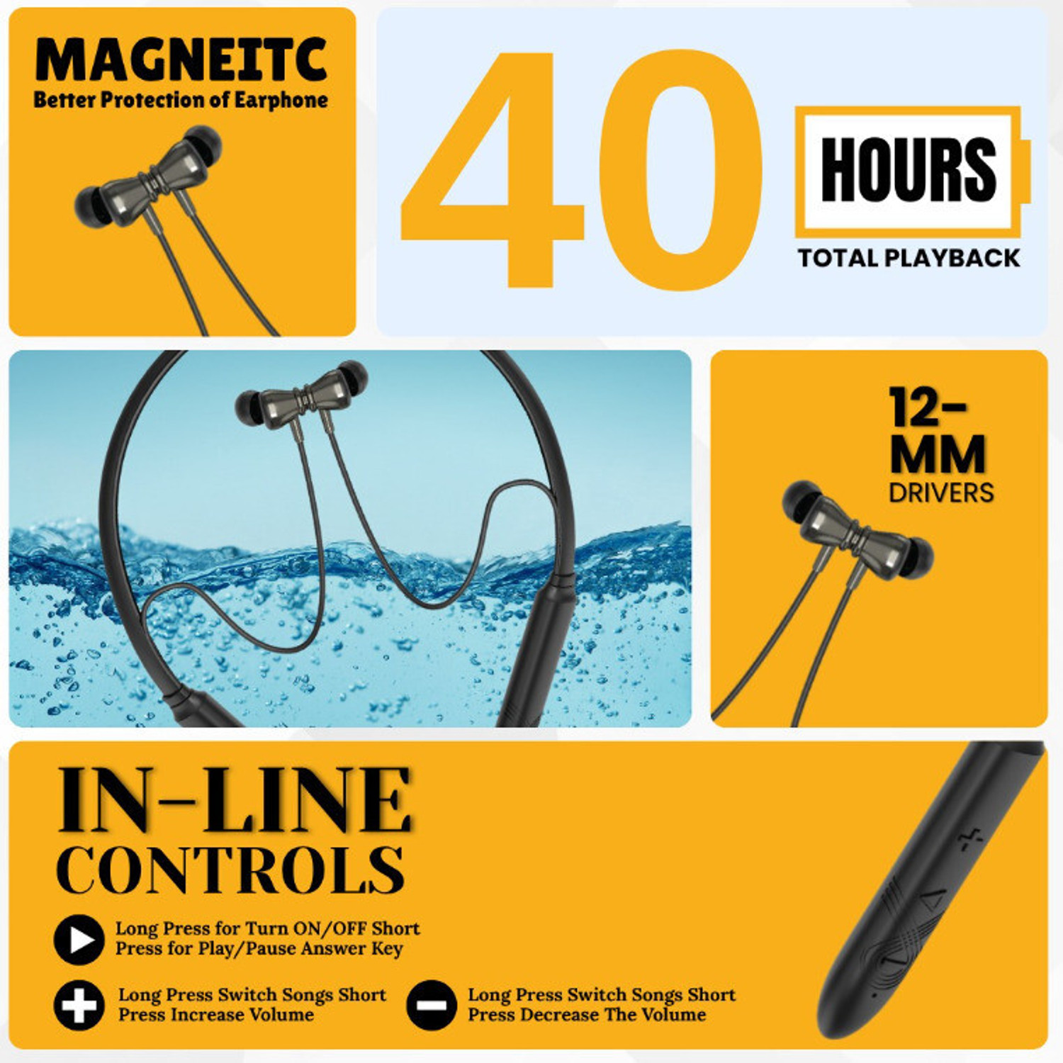 Image of REPOINT 80 Hours Playtime Bluetooth Wireless Neckband headphones Earphone Bluetooth Bluetooth