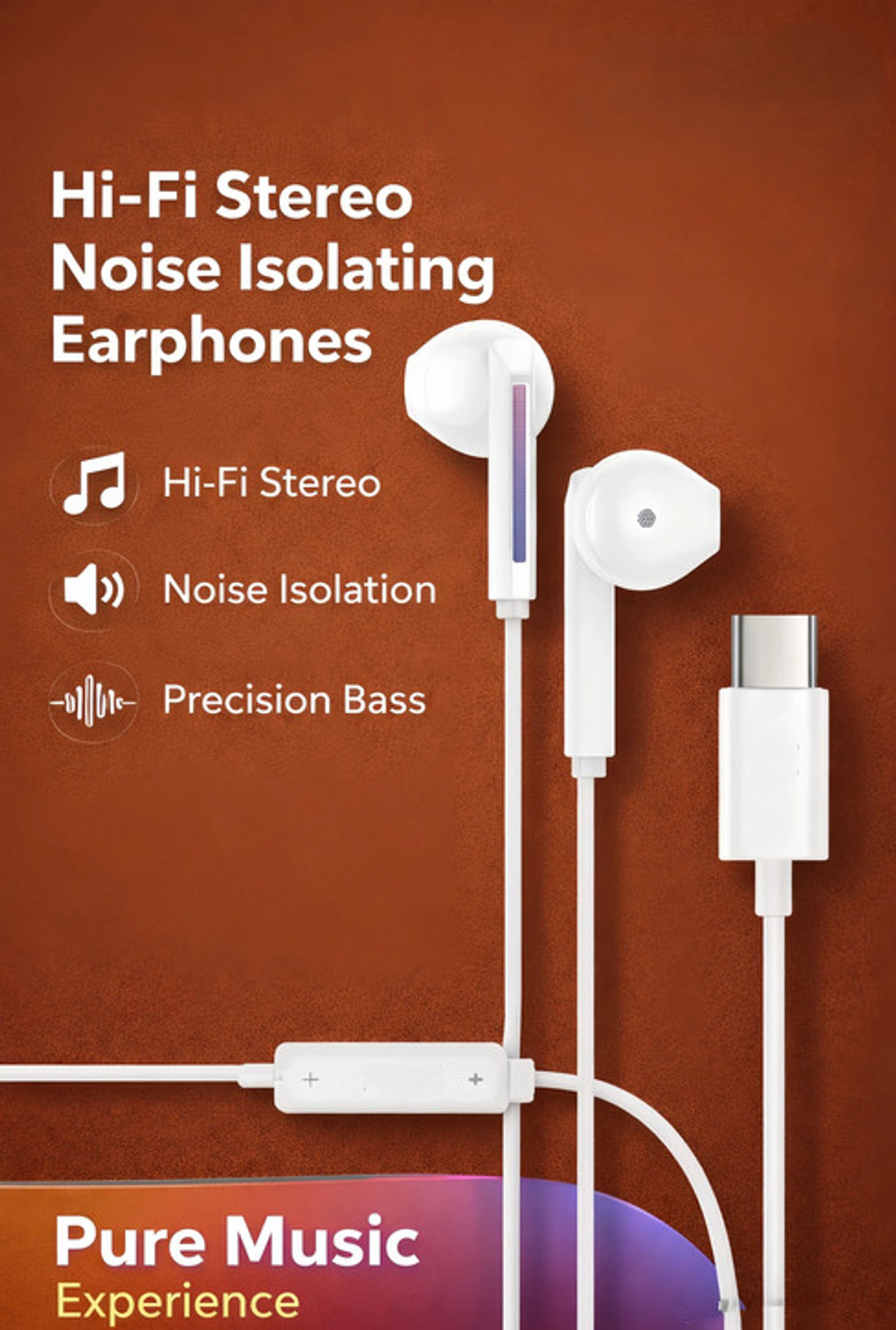 Image of HRYFiNE Premieum Quailty USB C Earphones with Noise Isolation & HD Sound for all type C Wired