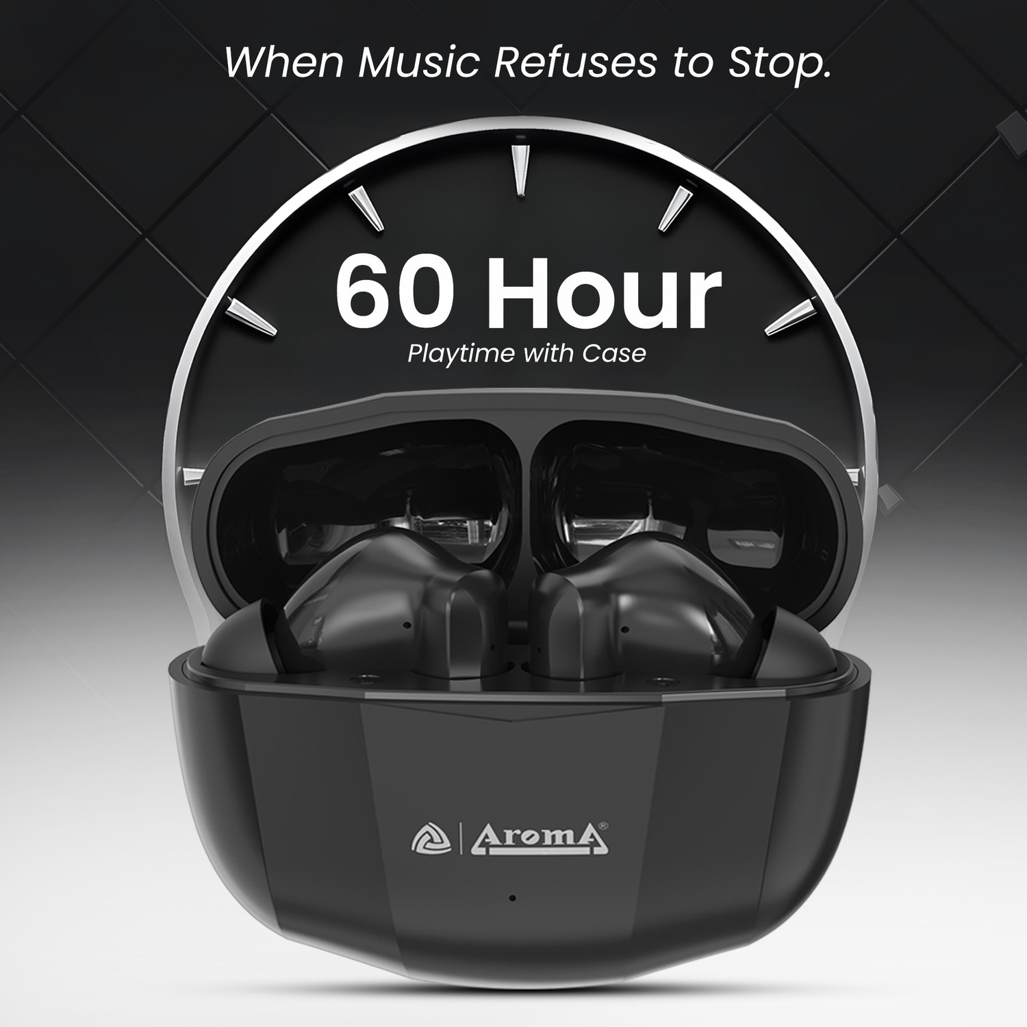 Image of Aroma TWS4 V5.4 Upto 60Hr Playtime*, ENC, Dual Paring, Fast Charging, Heavy Bass Bluetooth