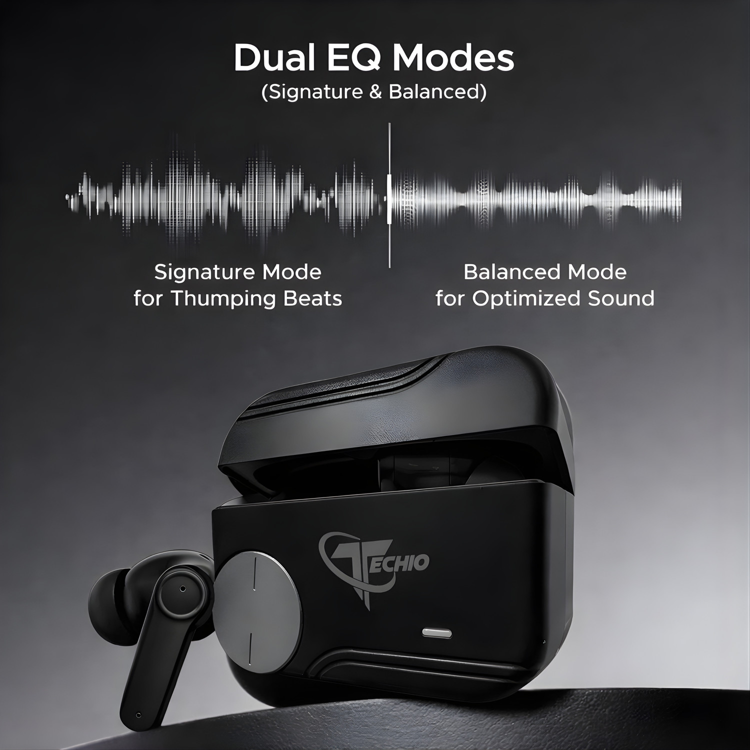 Image of TECHIO Bluetooth Earbuds for Gaming & Music, Crystal Clear Sound, Long Battery Backup Bluetooth