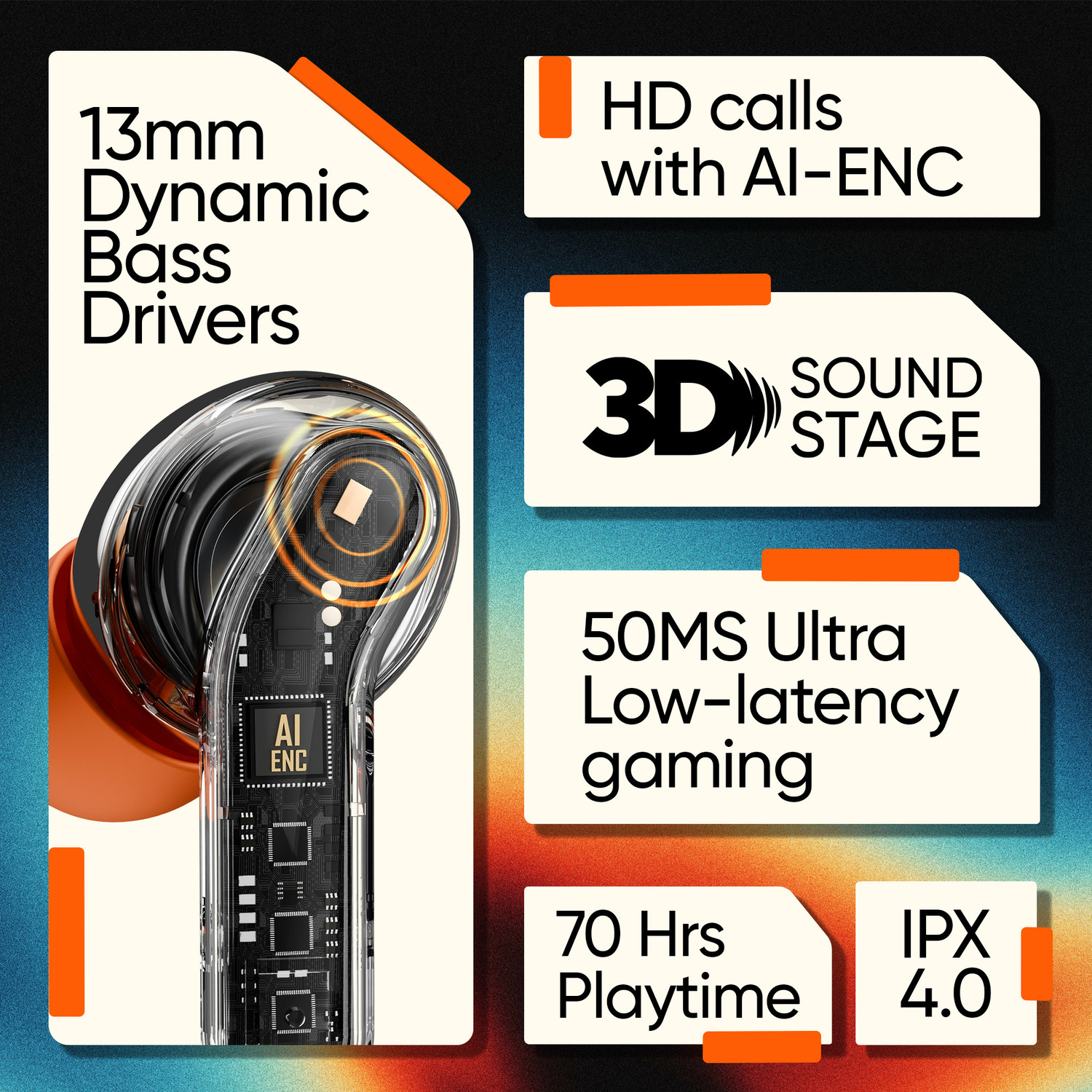 Image of Mivi DuoPods Zig TWS, 13mm Bass, AI ENC HD Calls, 70H PT Bluetooth