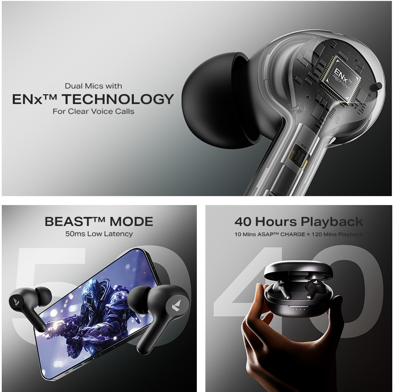 Image of boAt Airdopes 71,40 H Battery, ENx Tech, Low Latency, Stream Ad Free Music via App Bluetooth