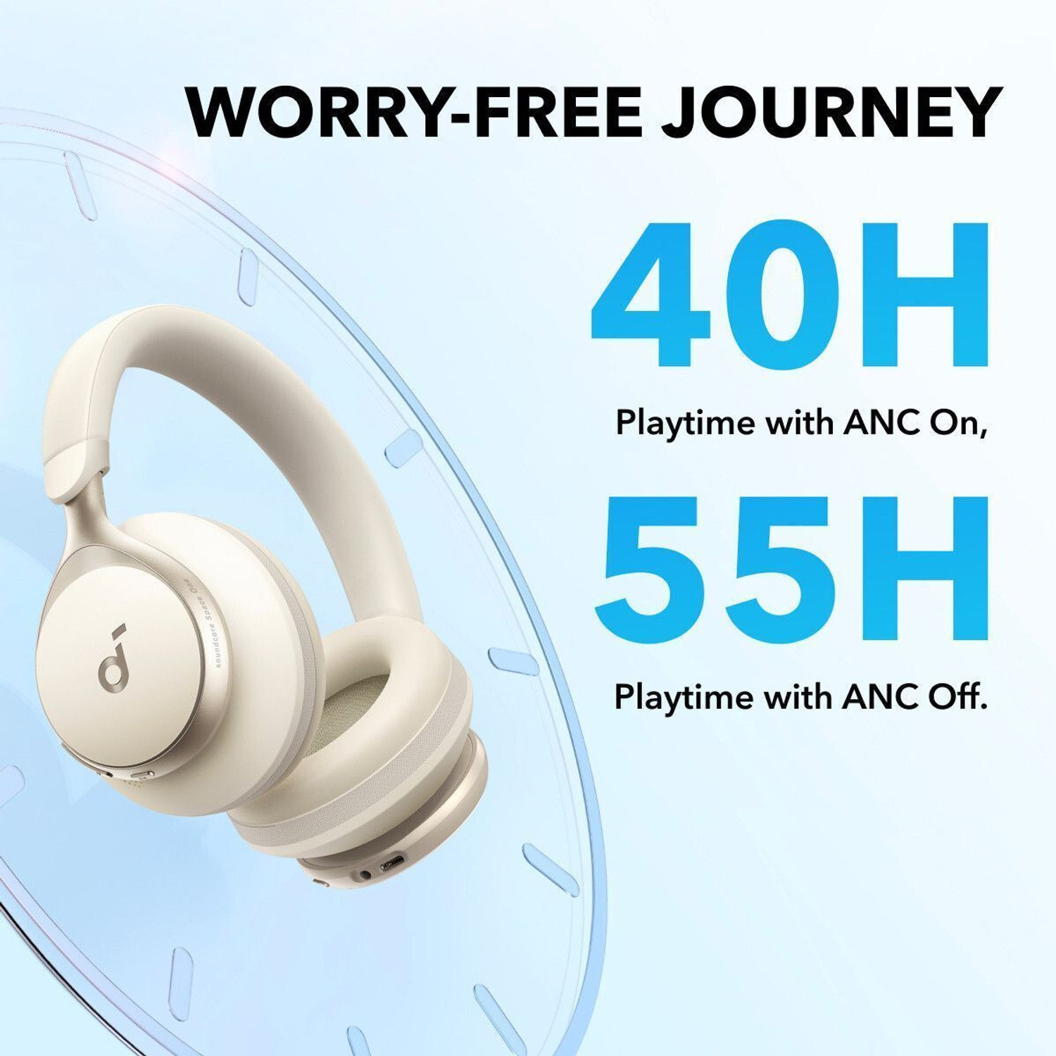 Image of Soundcore by Anker Space One, 40H ANC Playtime, LDAC Hi-Res, Foldable design, Ergo Design Bluetooth