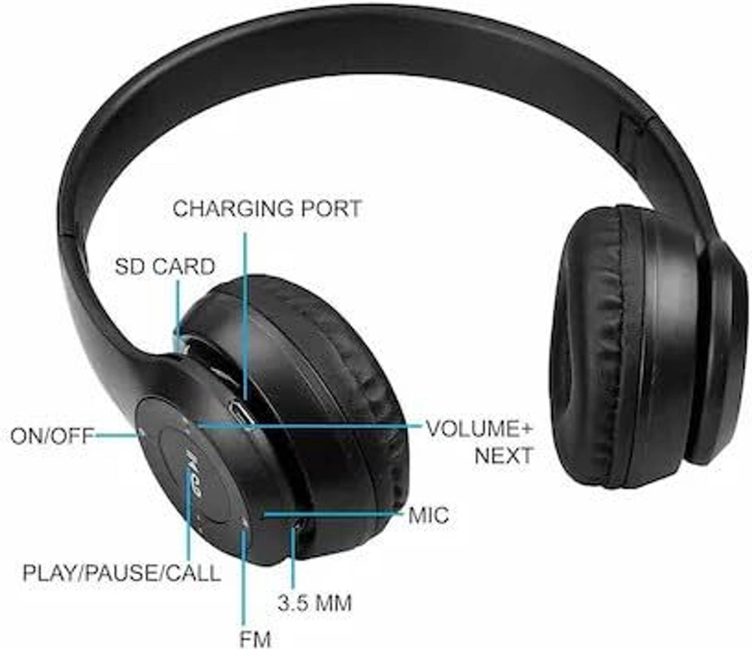 KAYCEEE P47 Wireless Headphones Black - Image 2
