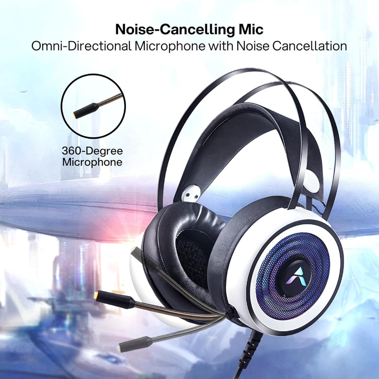 Image of ADCOM Striker rgb led Gaming Headset, 50mm Drivers, Omni Mic, 3.5mm+USB (Pack of 2) Wired Gaming