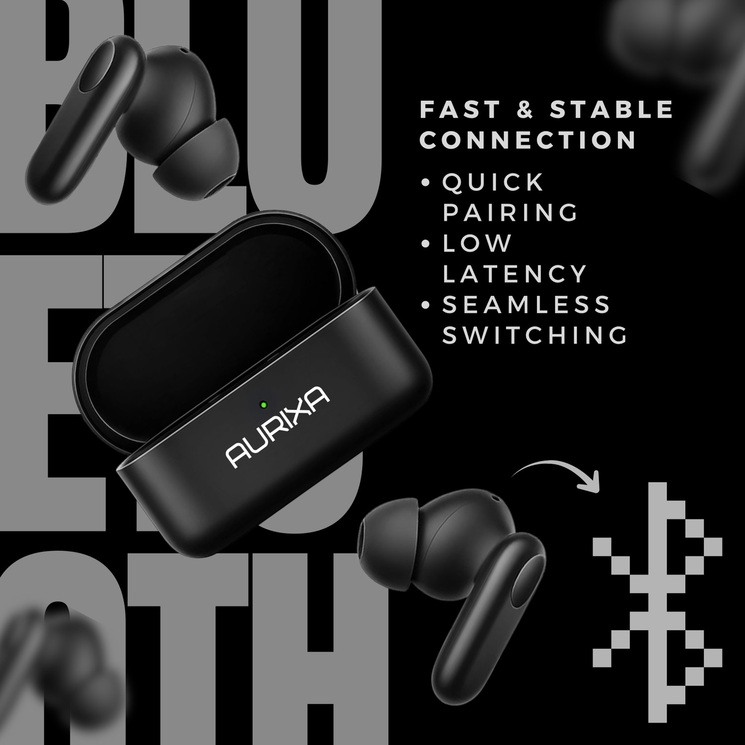 Image of AURIXA R2 Buds 48H Playtime, Dual Pairing, 13mm Speakers, Ai ENC, Low Latency-39 Bluetooth Gaming