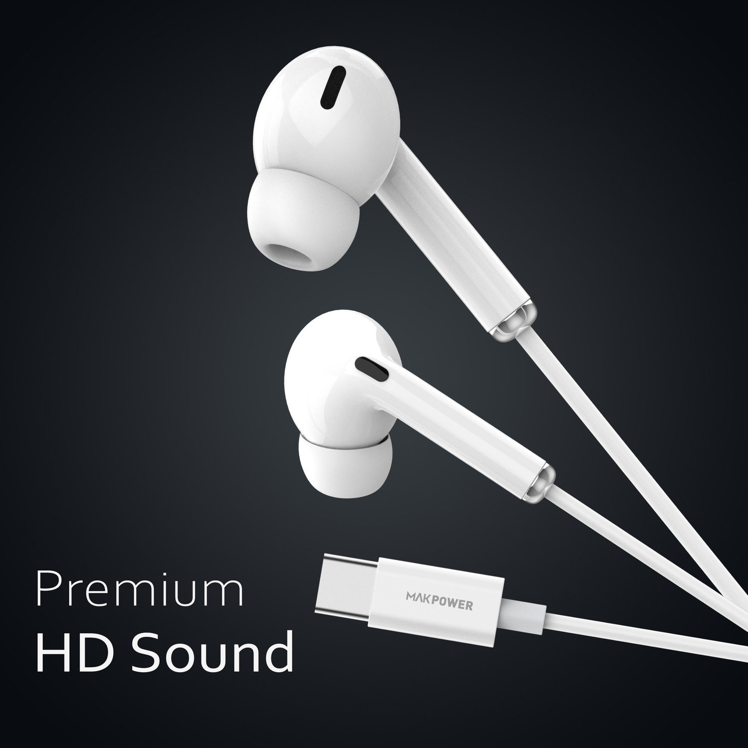 Image of MAK POWER Type-C Wired Headphones with Noise Isolation and Deep Bass Wired
