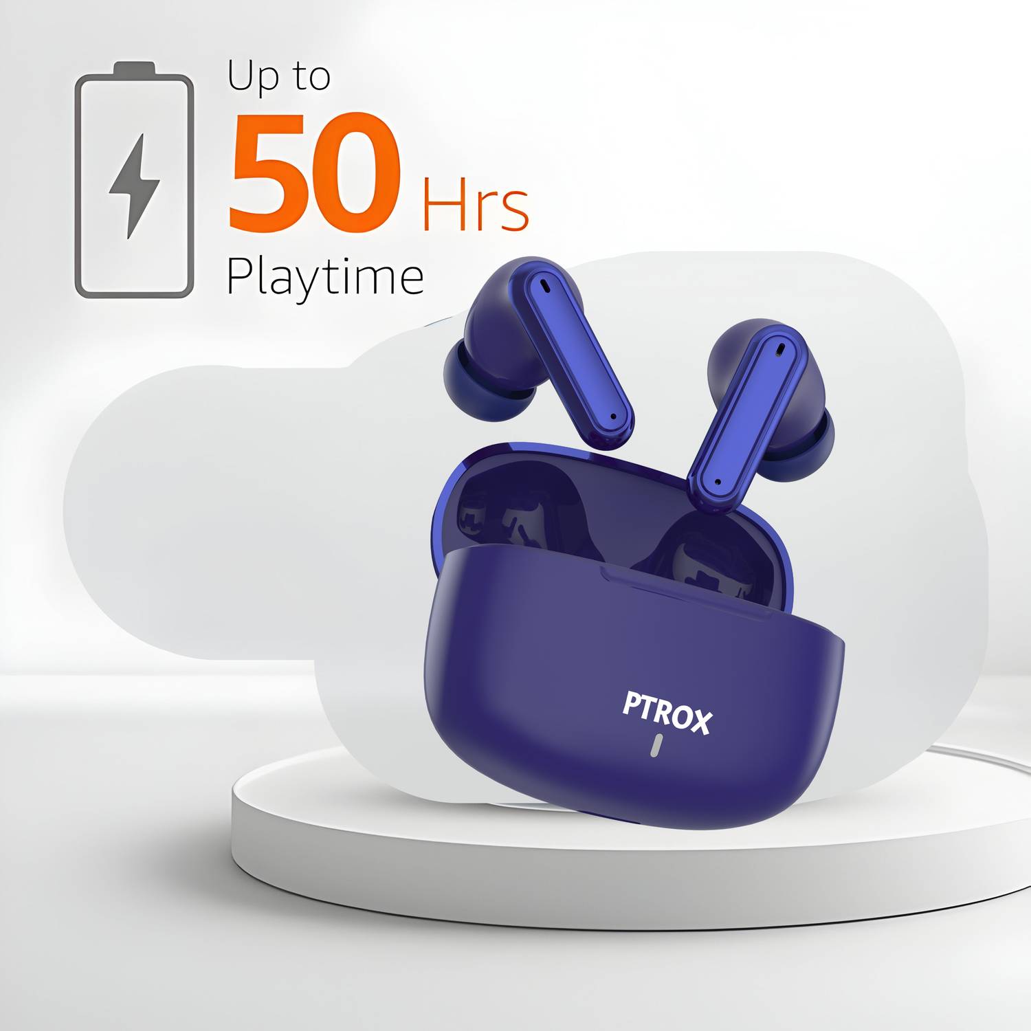 PTROX Ultrabuds with Latest BT v6.0,40Hr Playtime,13mm Dynamic Driver,Rich Bass N296 Bluetooth