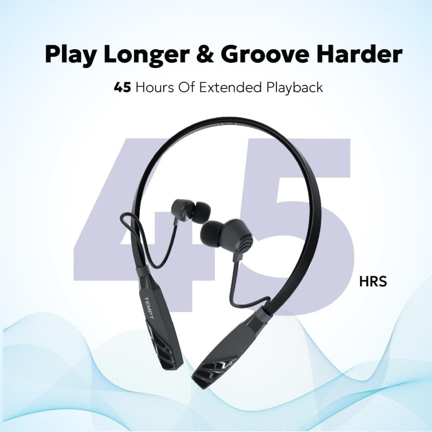Image of TEMPT Groove Pro Wireless Bluetooth Neckband, Bluetooth v5.2 with up to 45Hr Playtime Bluetooth