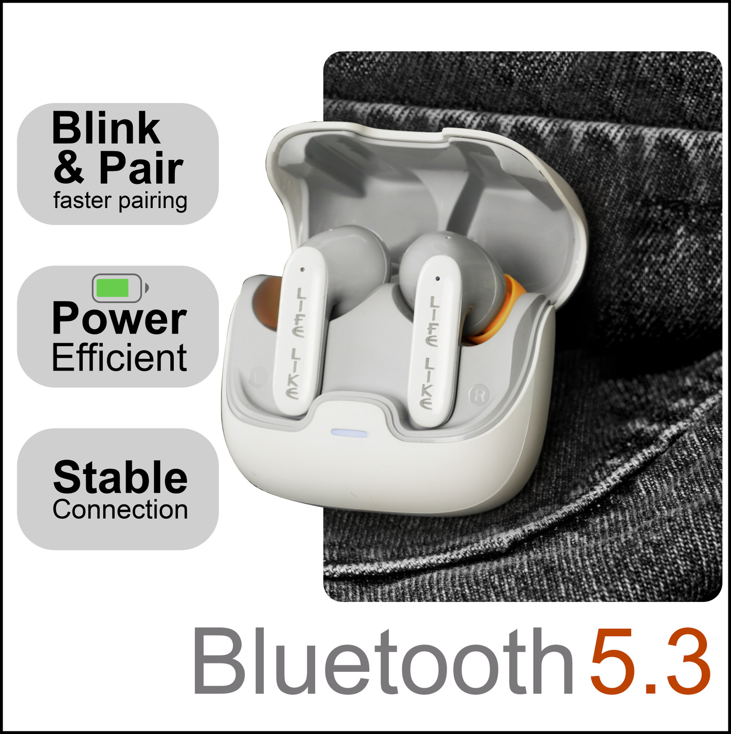 Image of Life Like Z40 Pro Earbuds with 100Hr Playtime,4 Mic ENC,Scratch Proof TWS 5.3V Bluetooth