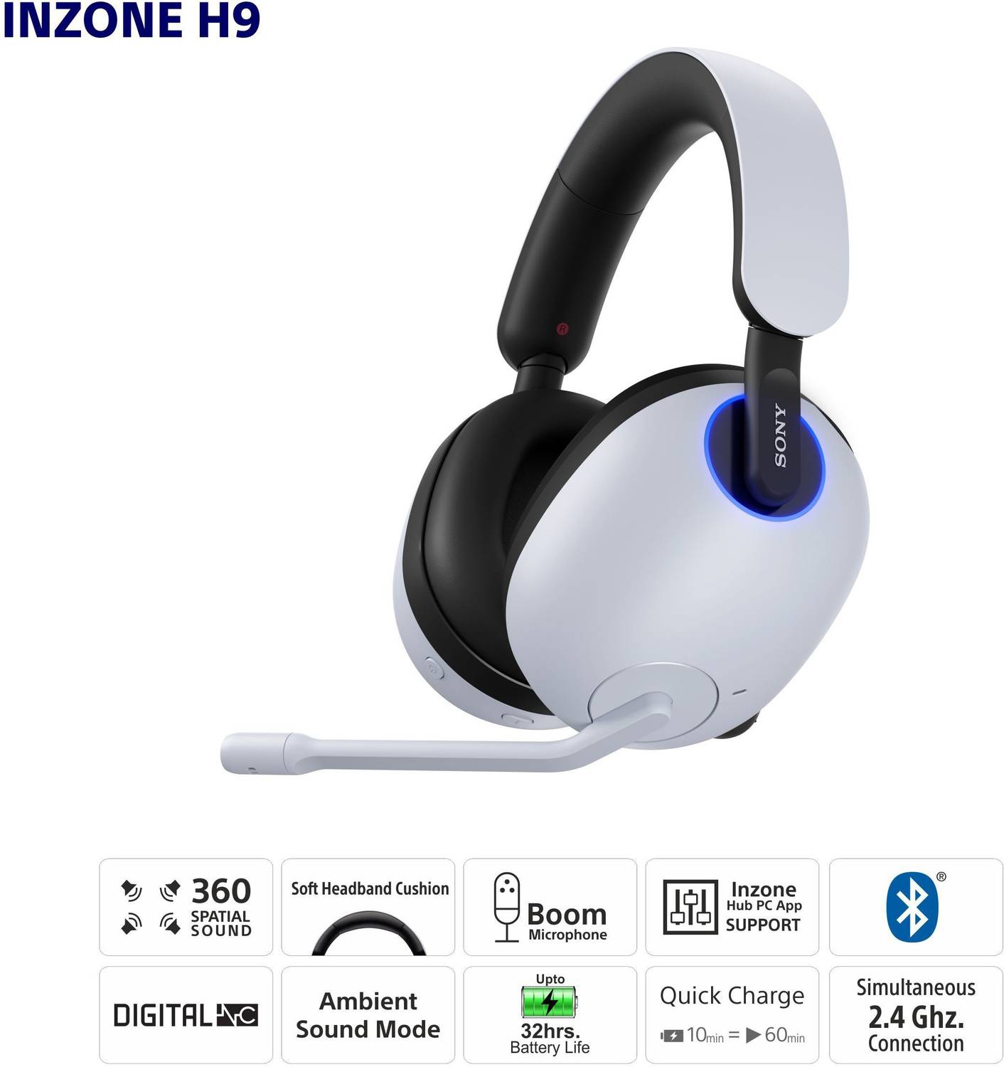 SONY INZONE H9 WH-G900N with Noise Cancellation and 32Hrs Playtime