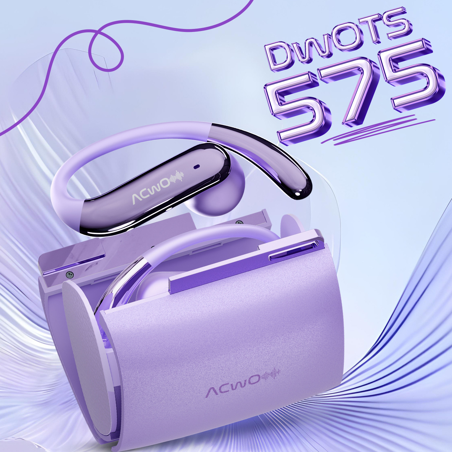 Image of ACwO DwOTS 575 OWS Earbuds, 60H Playtime, ENC, 10mm Drivers, IPX5, Fast Charging Bluetooth