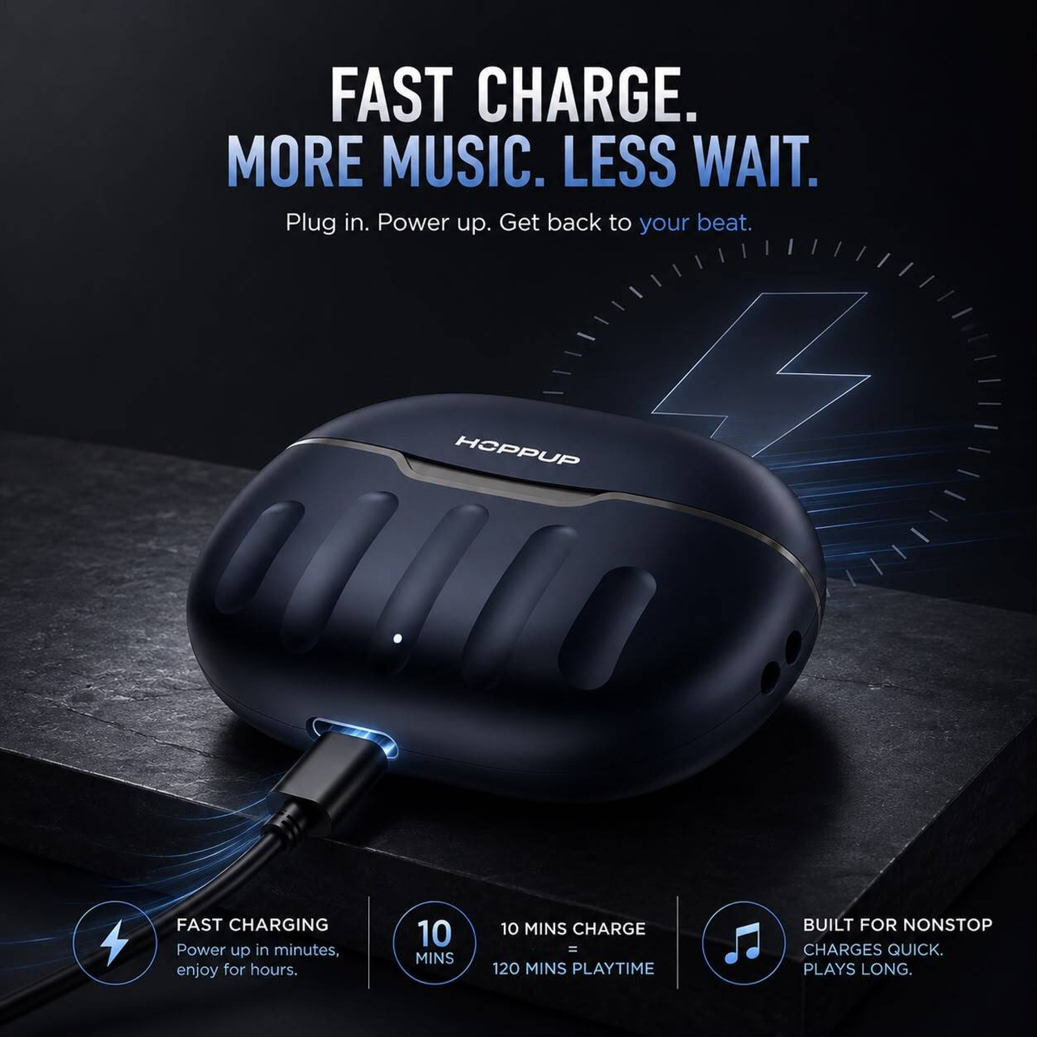 Image of HOPPUP AirDoze M1 Earbuds with 50H PlayTime, 40MS Low Latency, AI ENC & 5.4v Bluetooth