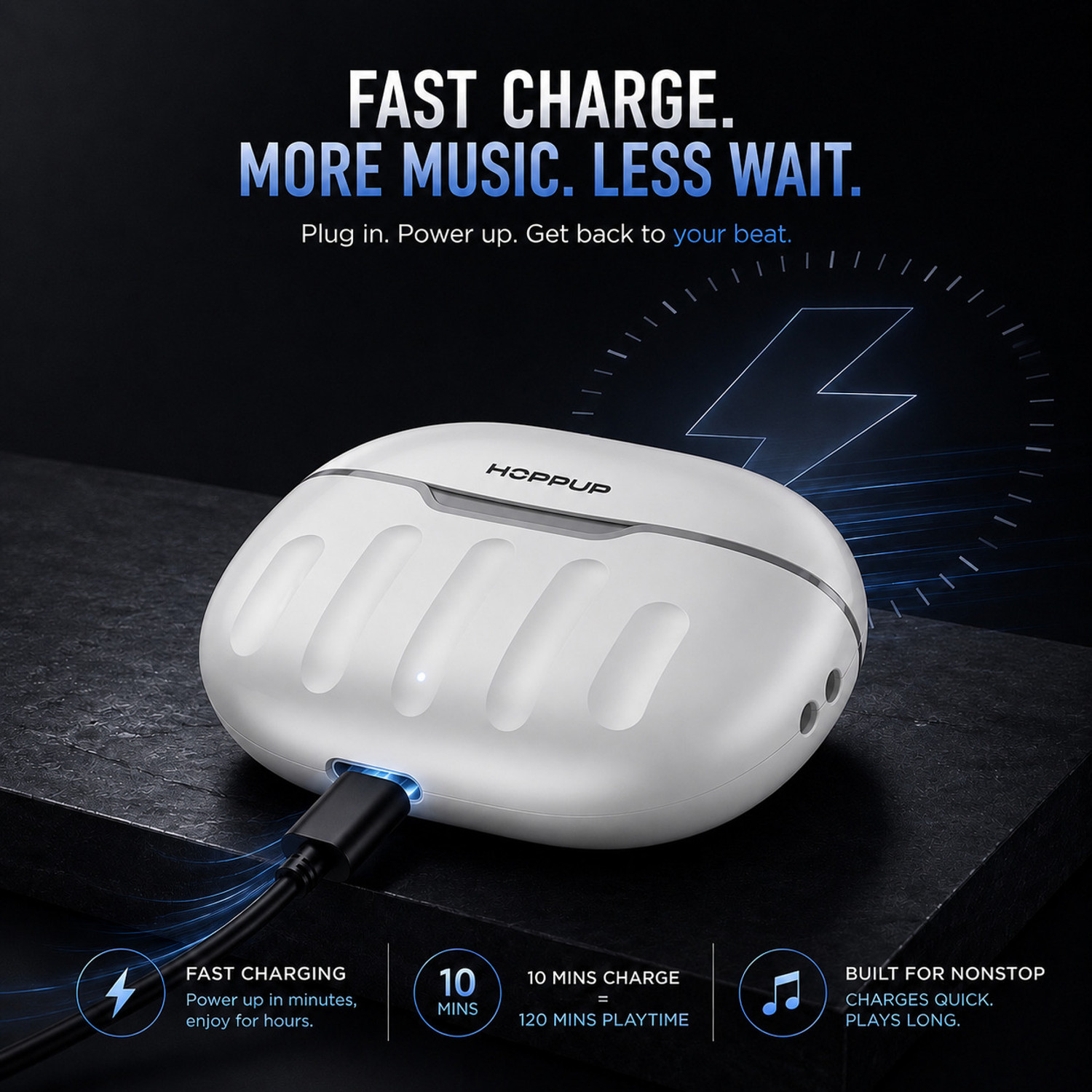 Image of HOPPUP AirDoze M1 Earbuds with 50H PlayTime, 40MS Low Latency, AI ENC & 5.4v Bluetooth