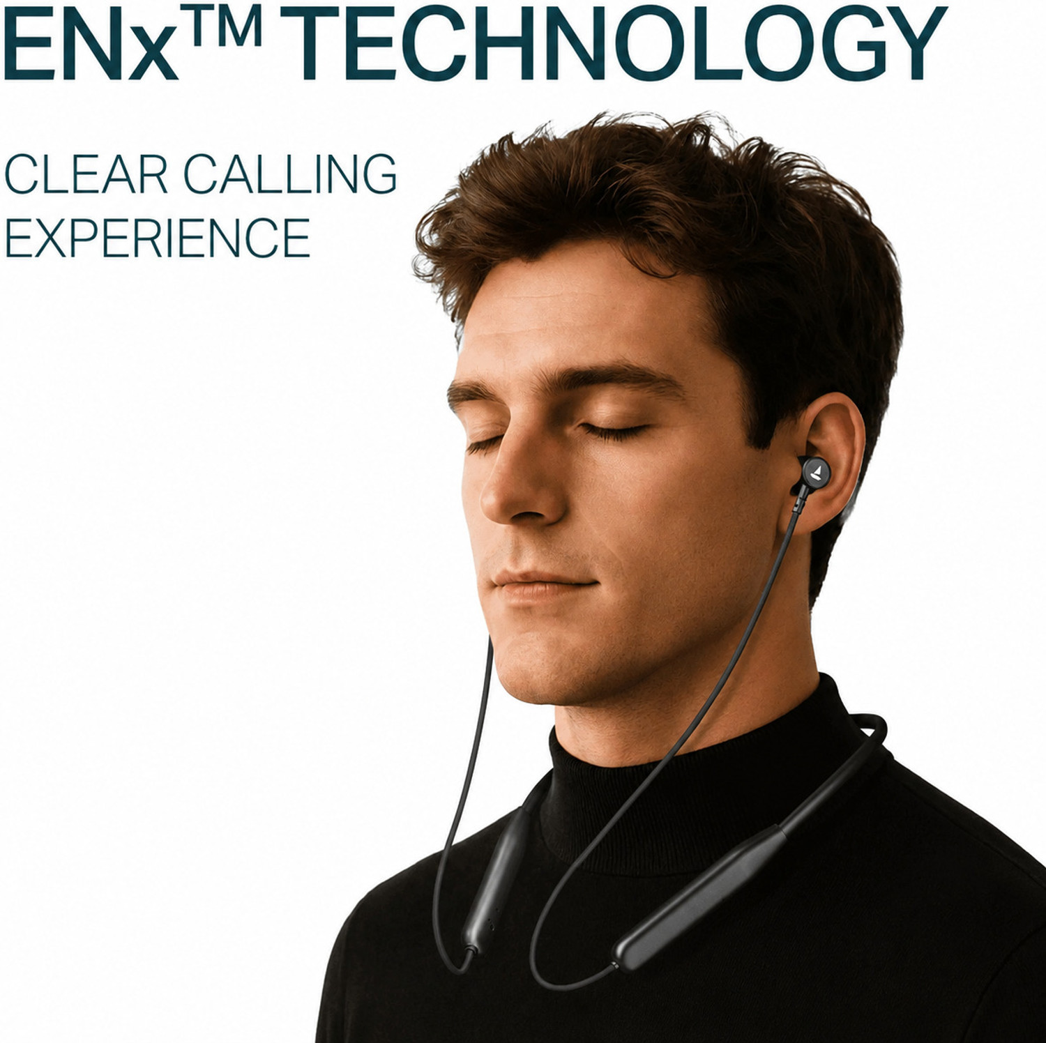 Image of Harvix Neckband for Boat Roc kerz 113 40hr Dual PAIRING Headphone Black Bluetooth
