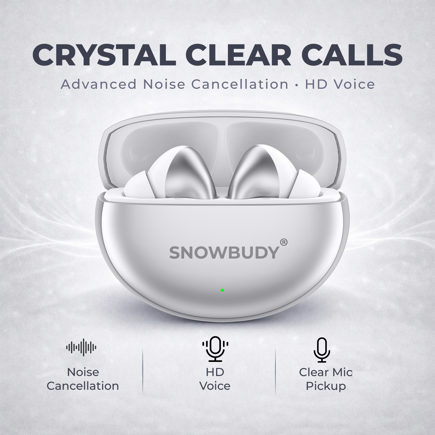 Image of snowbudy Nord 4Pro True Wireless Earbuds with Dual Mic & AI Crystal Clear Call-9 Bluetooth Gaming